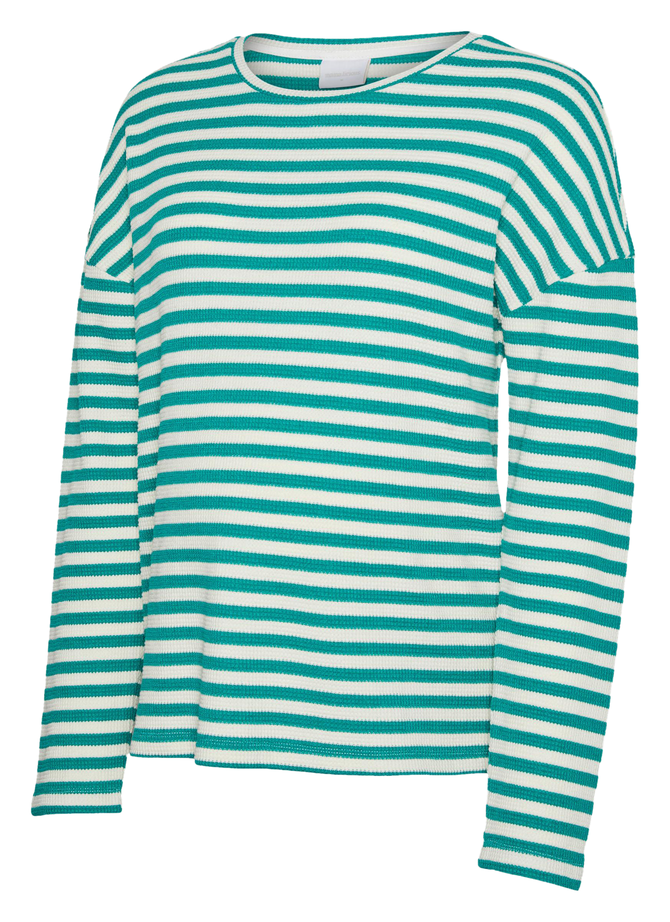 Top droit col rond en coton mélangé à rayures MAMALICIOUS Vert