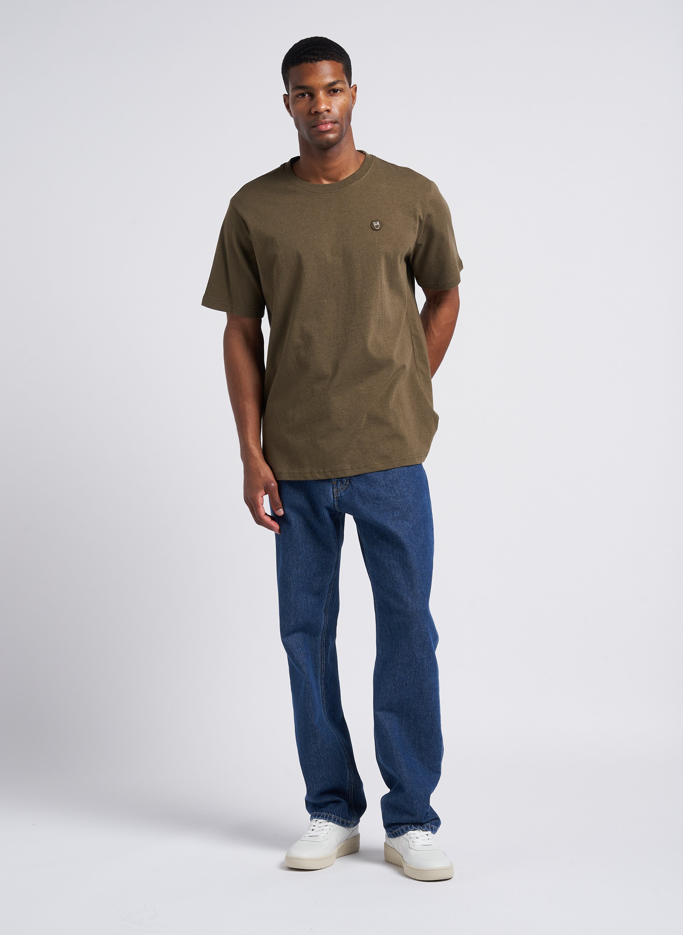 Rundhals-T-Shirt aus Bio-Baumwolle, Regular Fit KNOWLEDGE COTTON APPAREL Khaki
