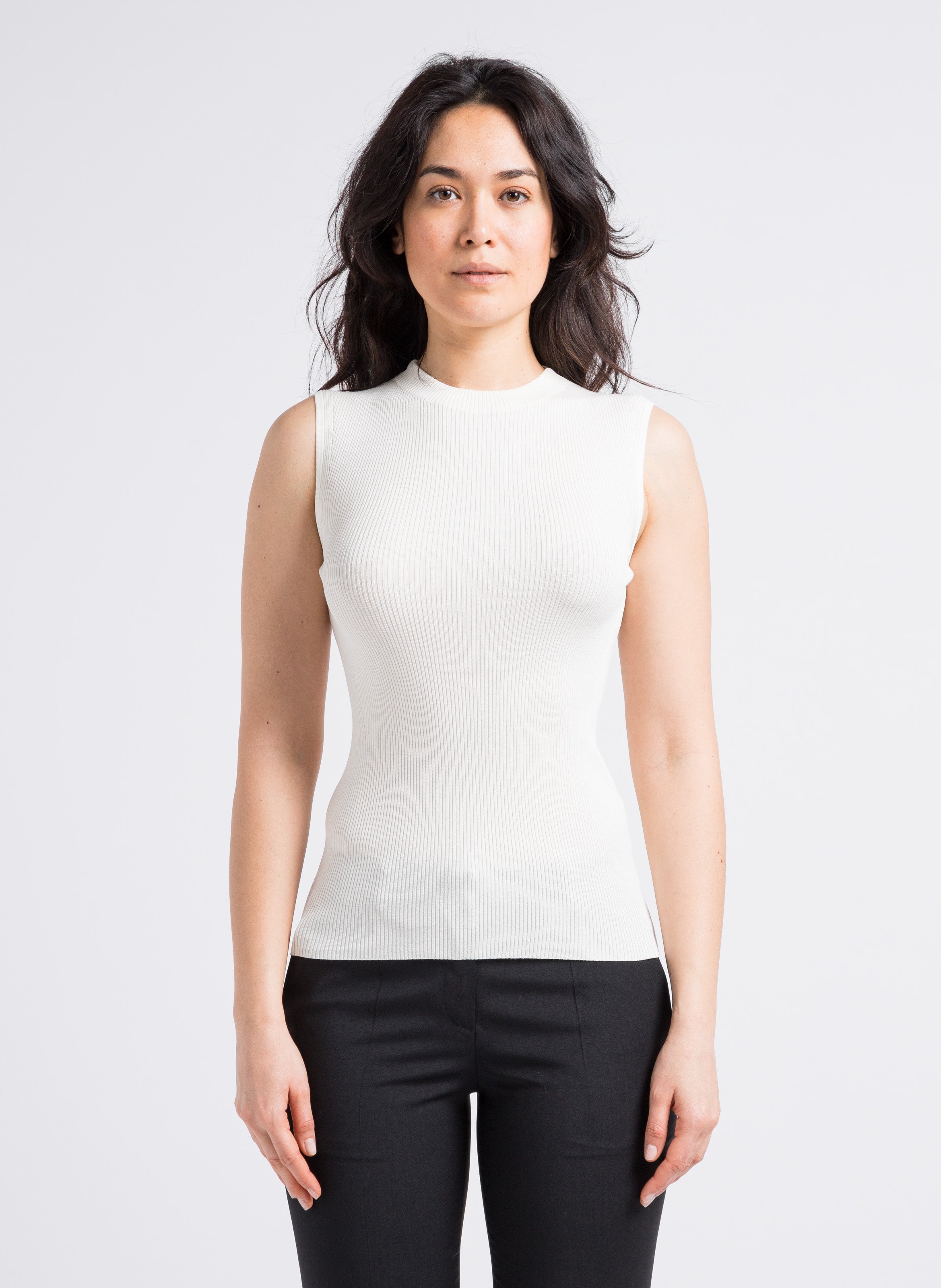 Tee-shirt côtelé sans manches à bords-côtes BOSS Beige