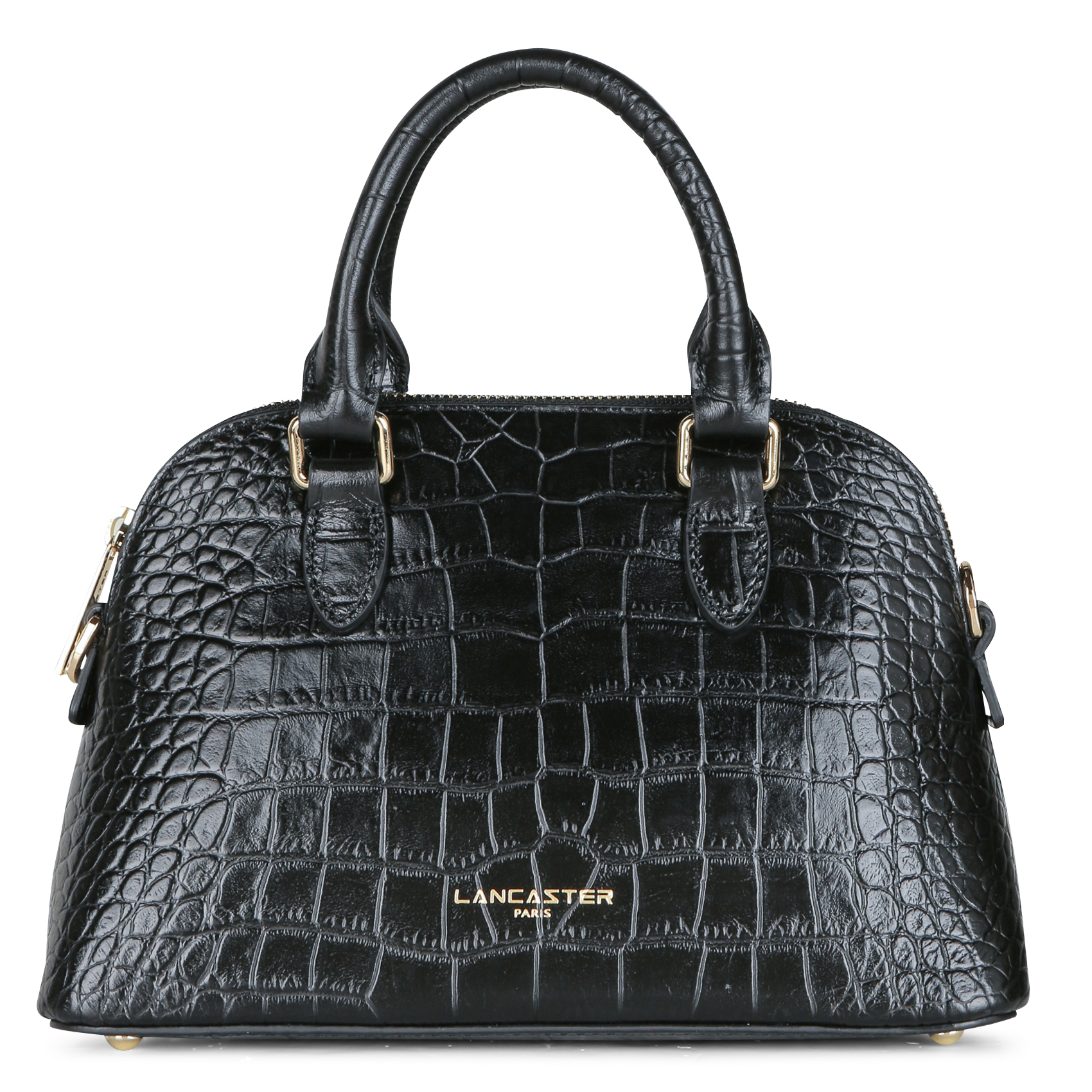 Halvemaanvormige tas van krokodil reliëf leer LANCASTER PARIS Zwart
