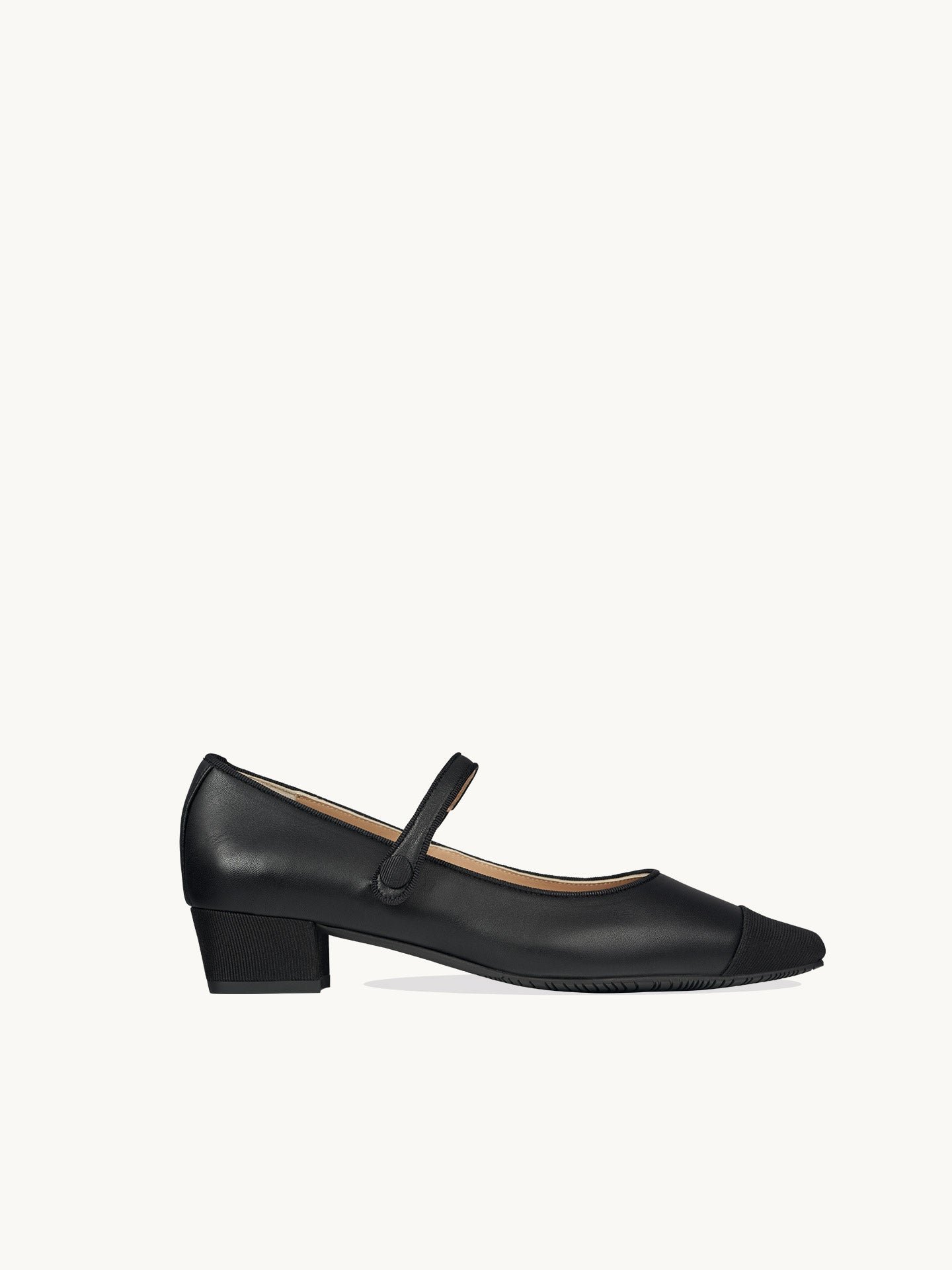Pointed toe ballet flats with small heel in smooth leather EMZI PARIS Black