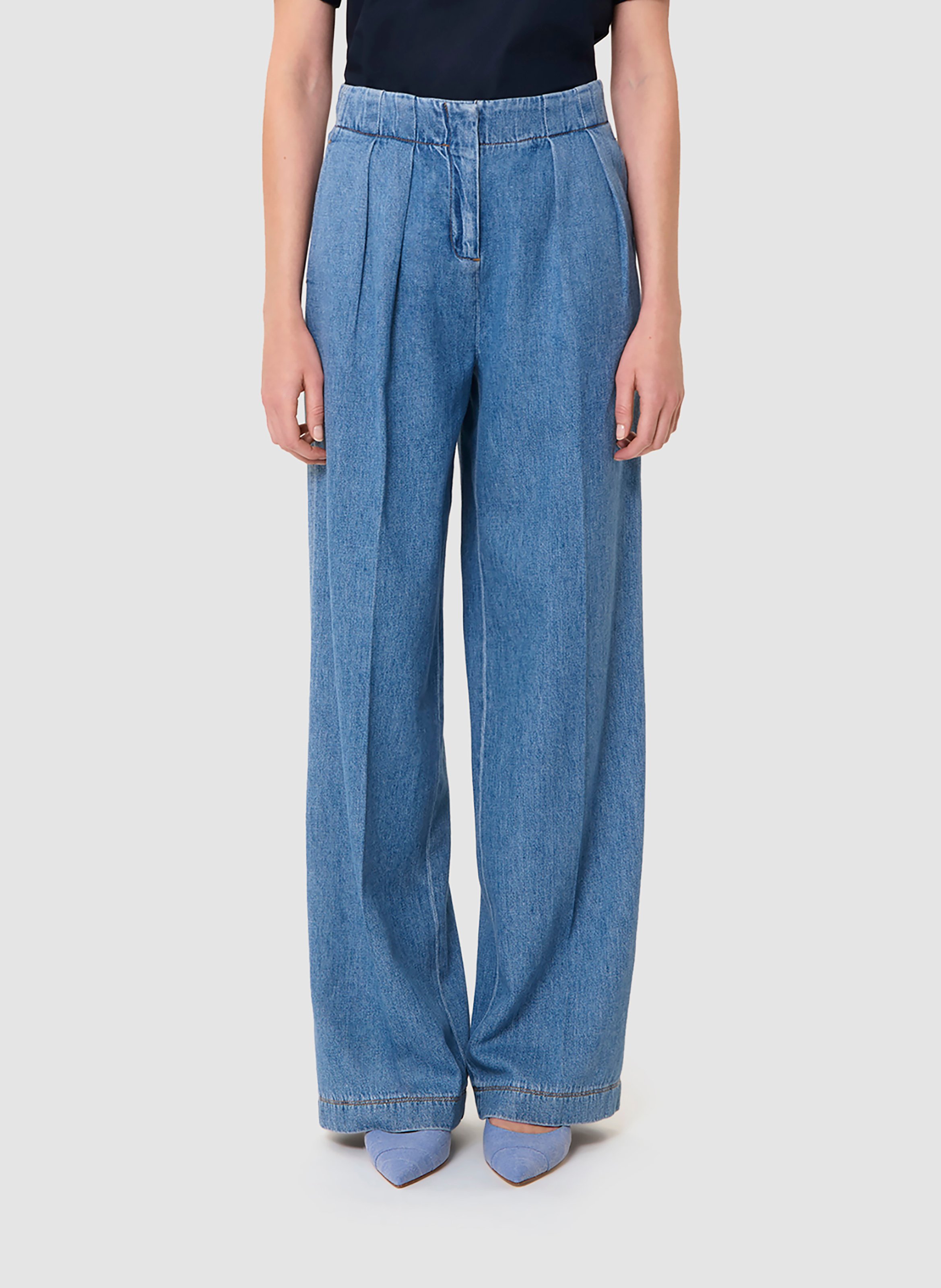 Pantaloni palazzo in cotone misto Blu Tara jarmon Donna Place