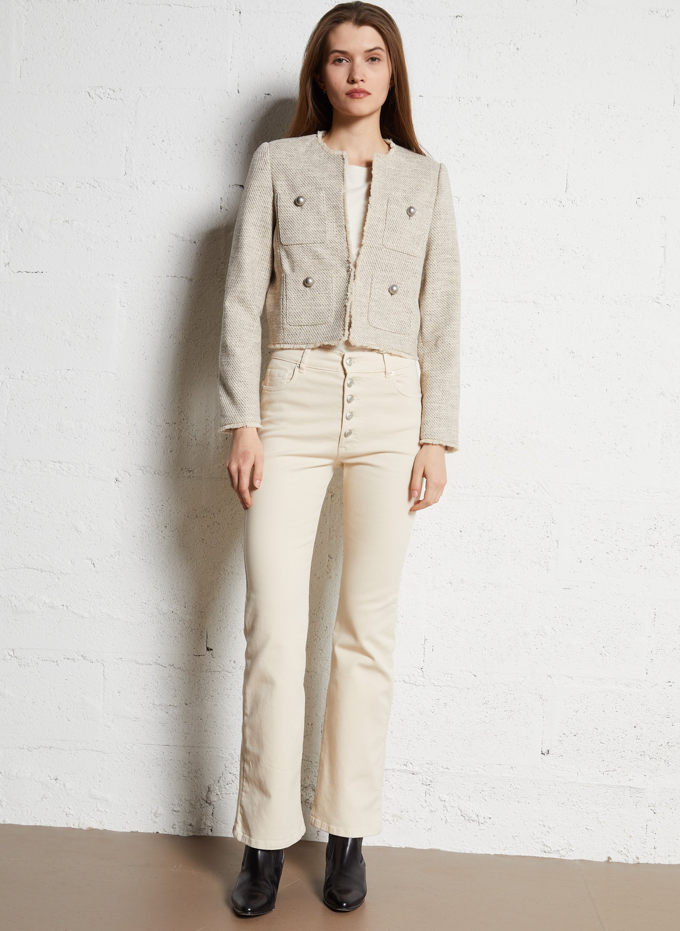 Straight leg jeans with button fly IKKS White