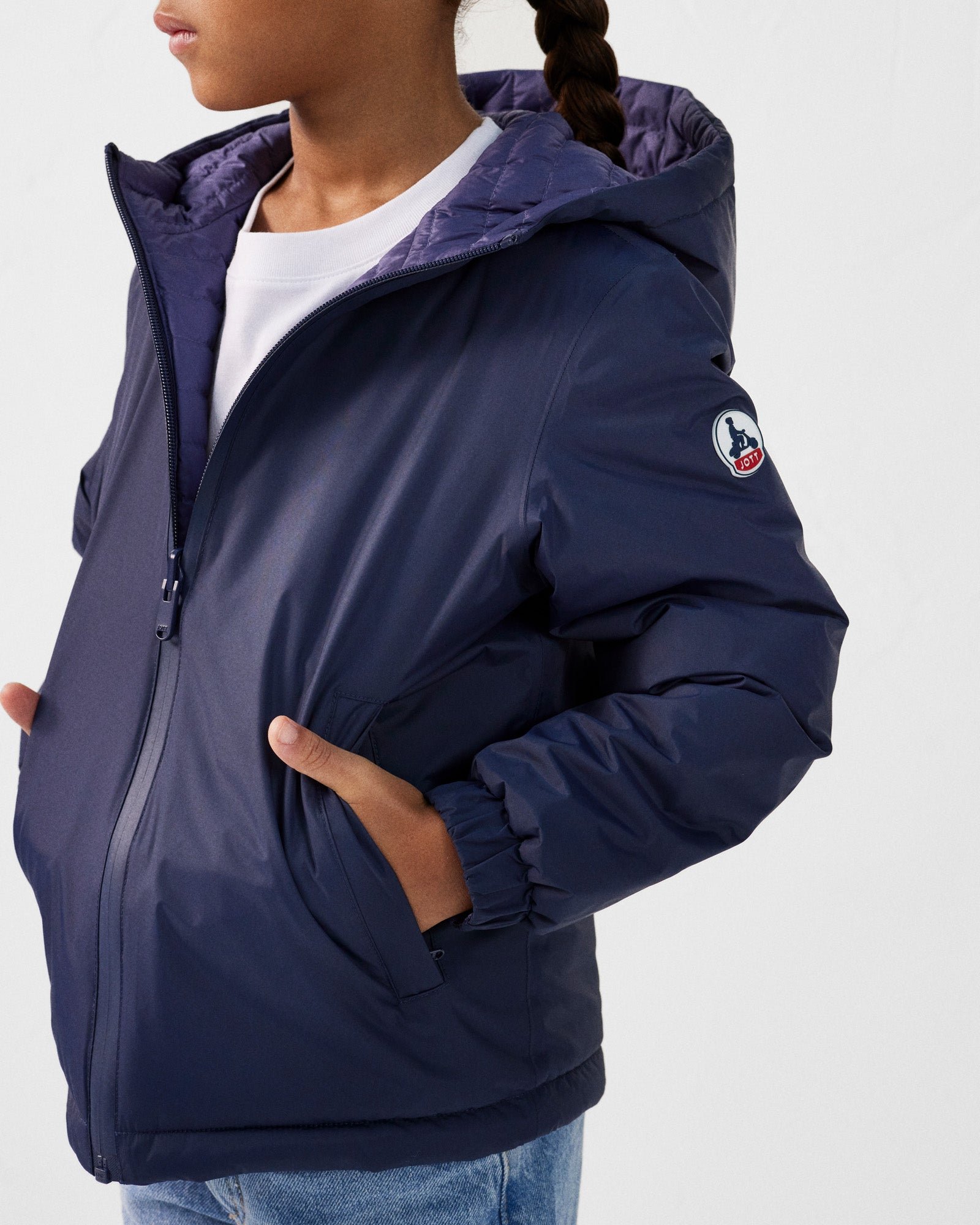 Reversible ultralight hooded kids' down jacket Kyoto 2.0 JOTT Blue