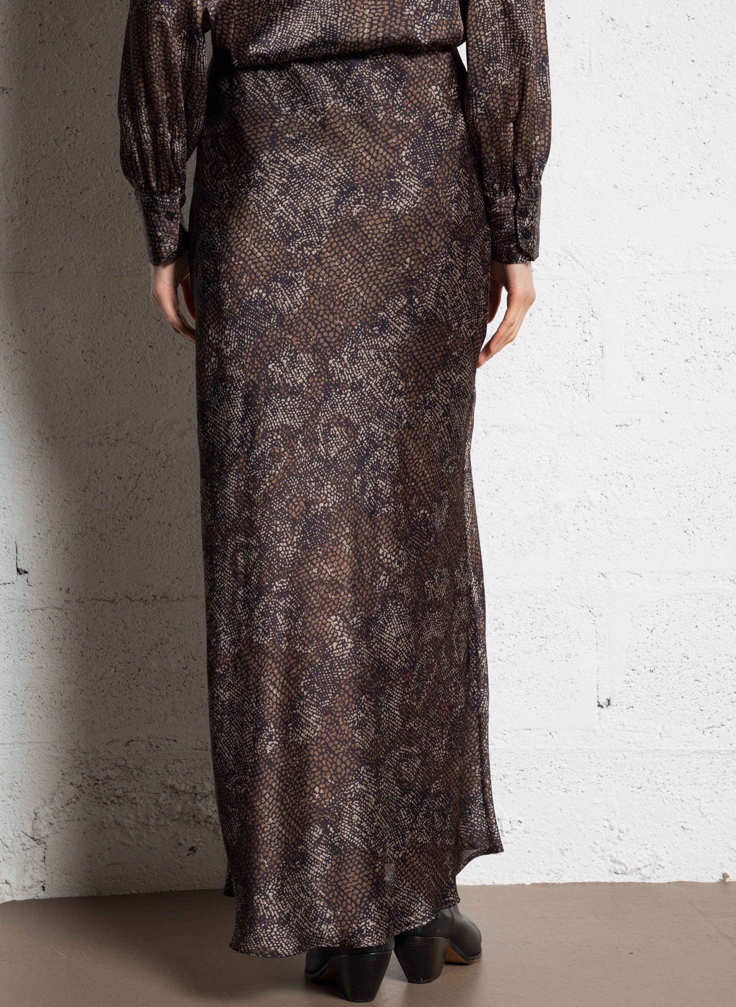 Jupe midi imprimée ONE STEP Noir