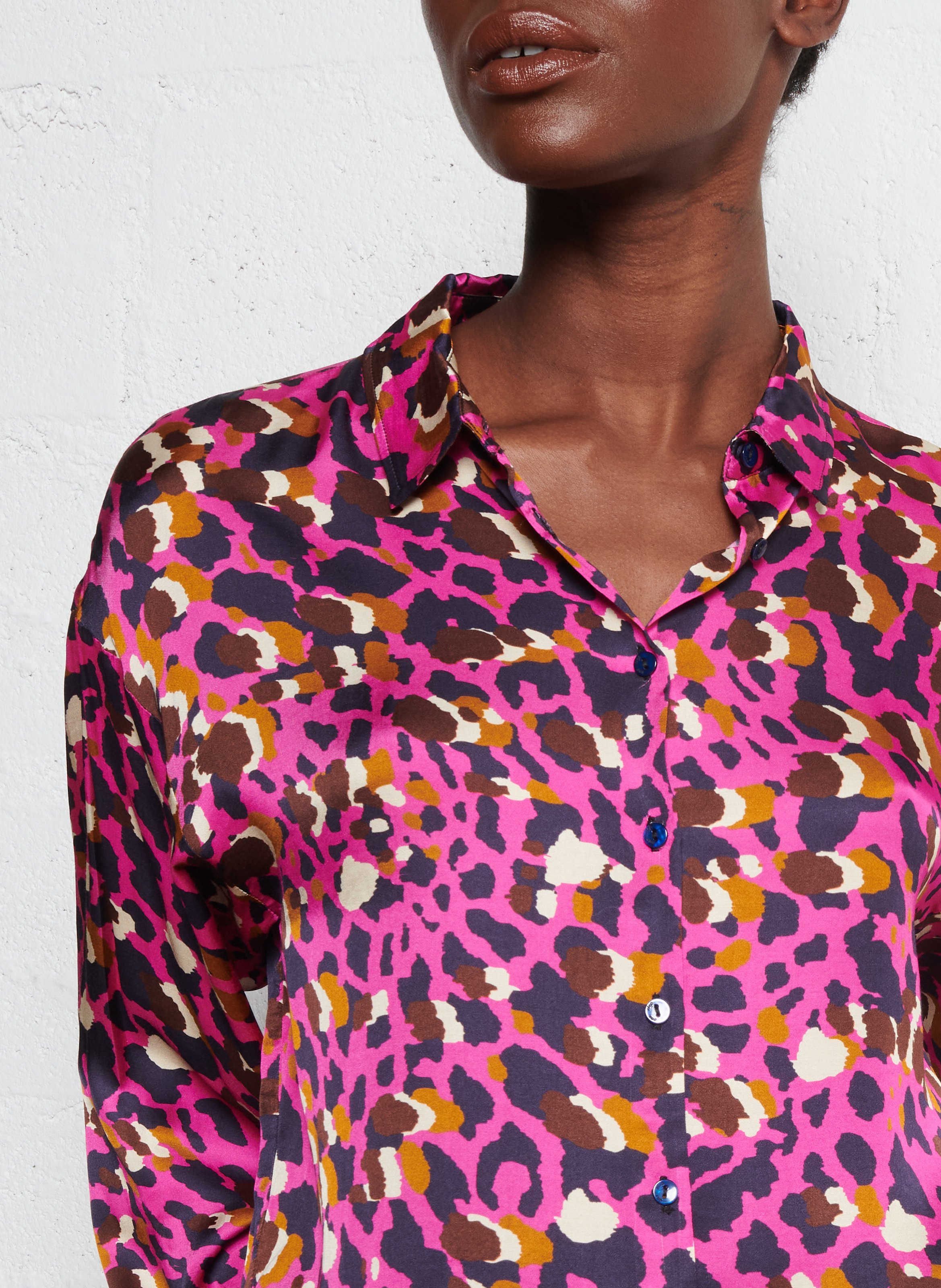 Oversize-Bluse mit klassischem Kragen ONE STEP Rosa