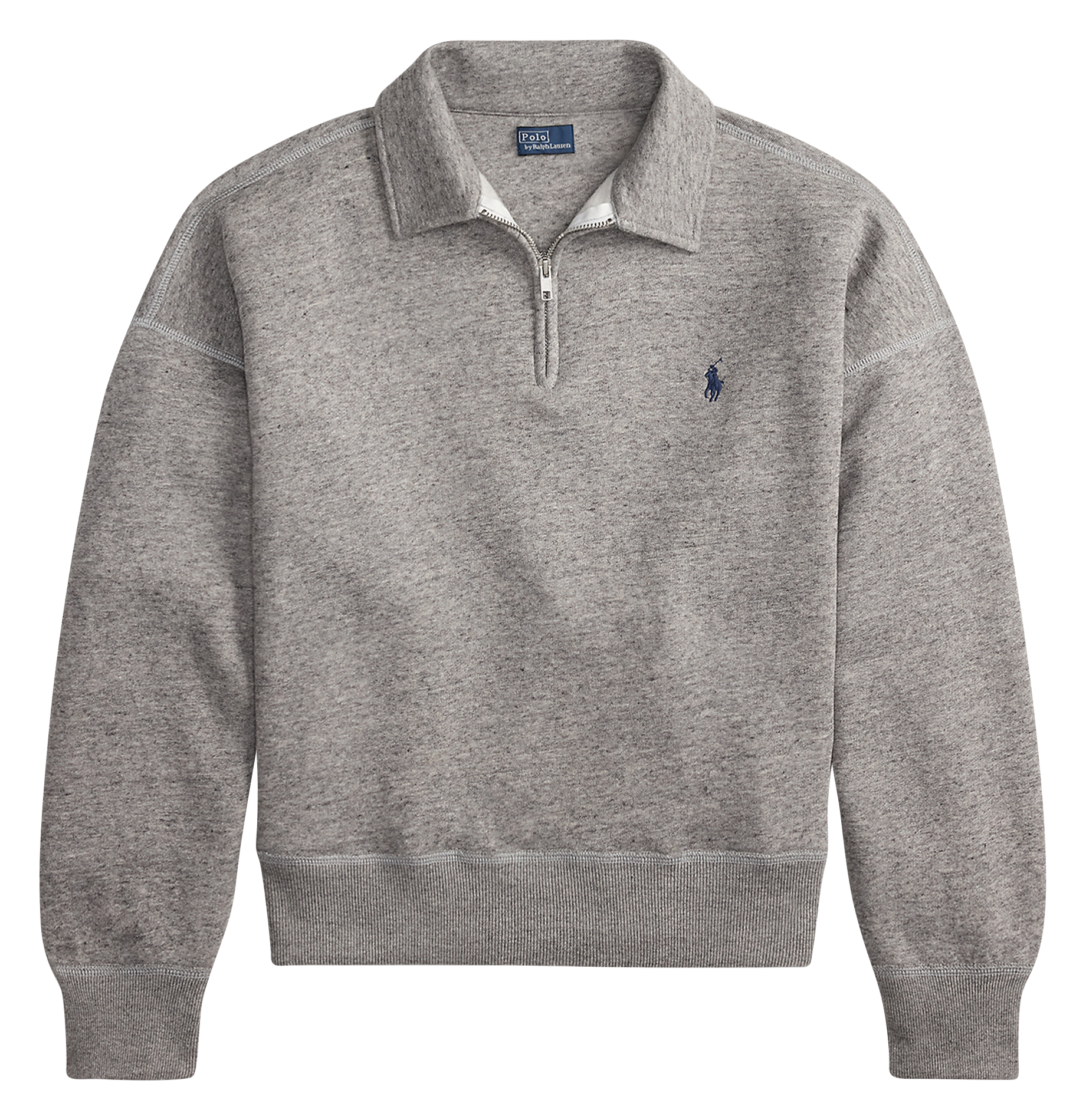 Sweat col classique en coton mélangé POLO RALPH LAUREN Gris