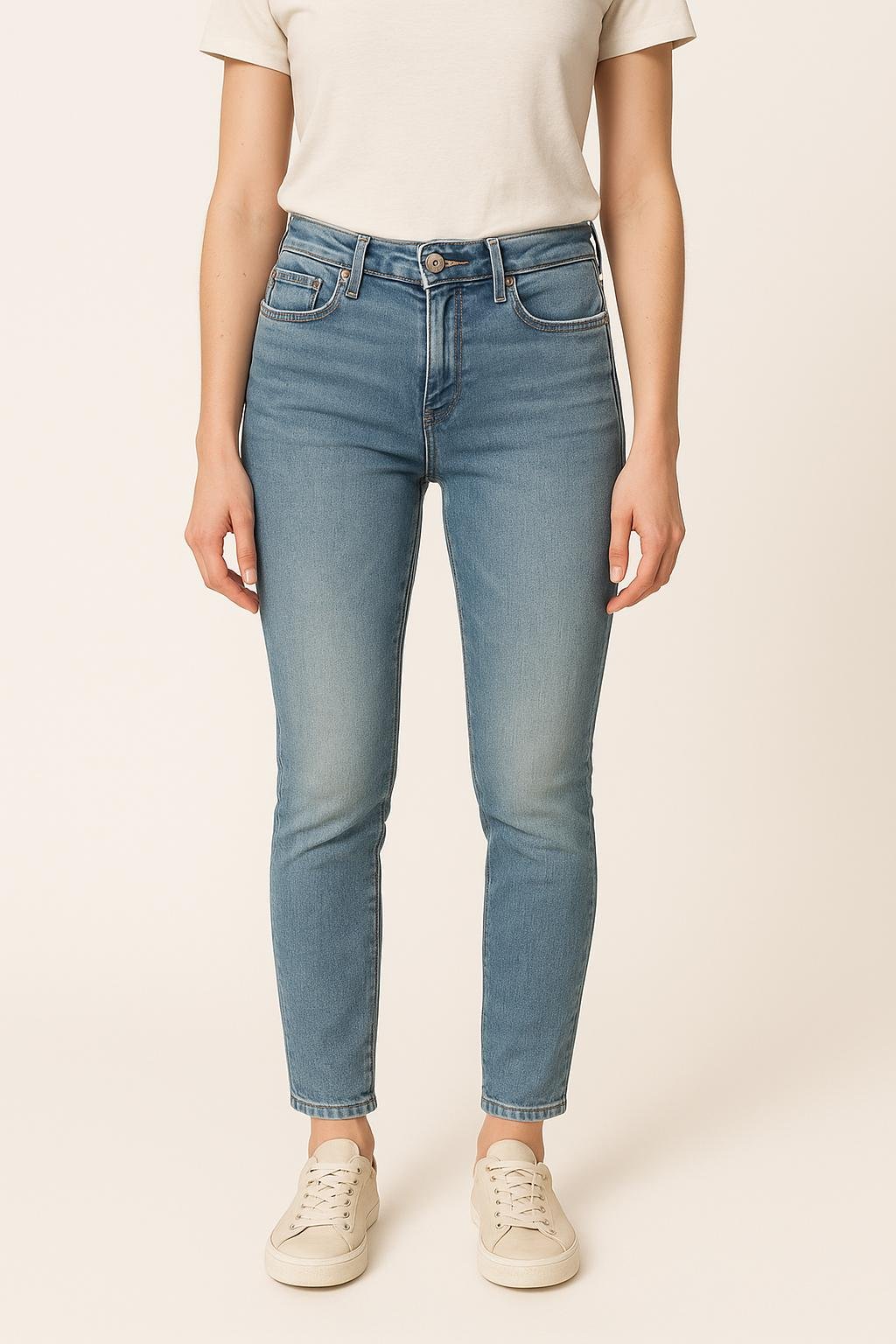 Cropped slim jeans with studs ACNE STUDIOS - Seconde Main Blue