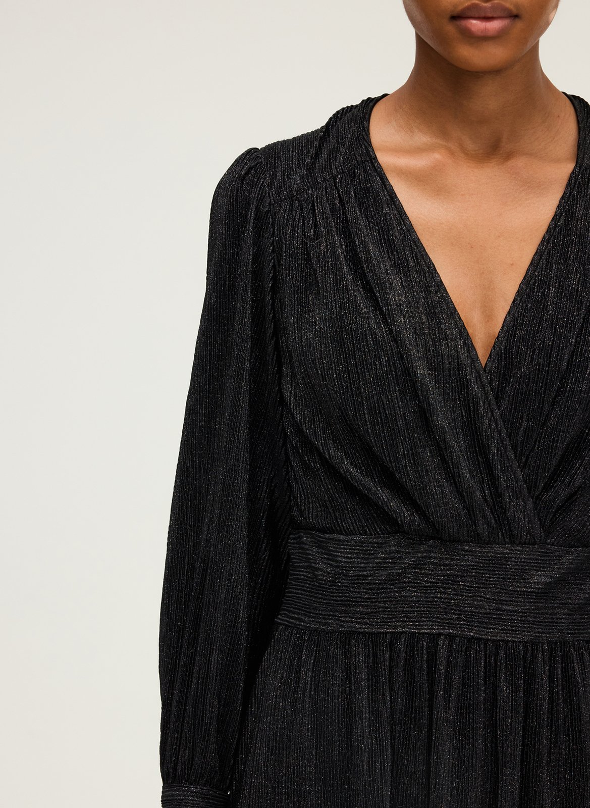 Robe longue scintillante col v PABLO Noir