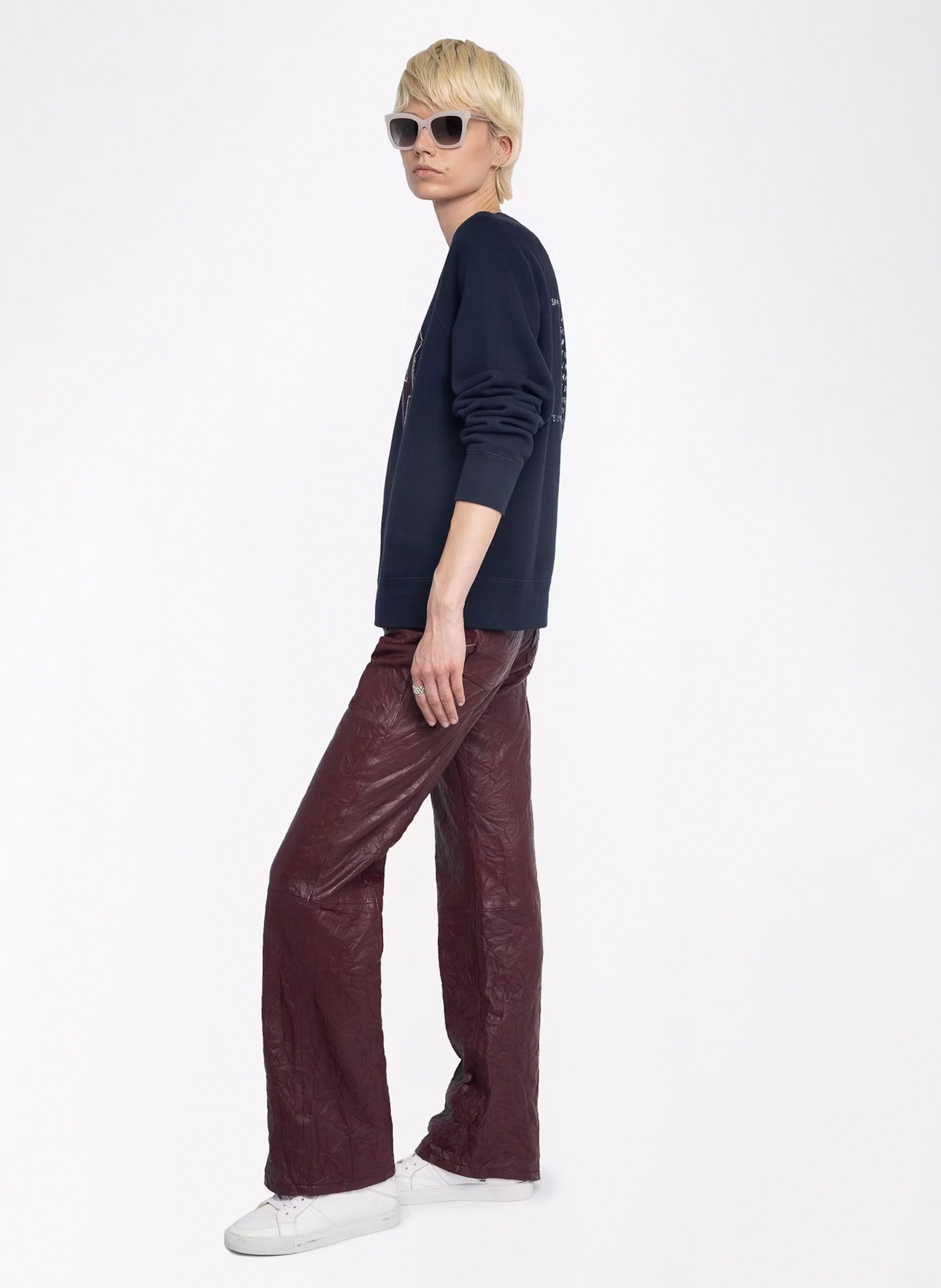 Sweat droit col rond en coton mélangé ZADIG&VOLTAIRE Bleu