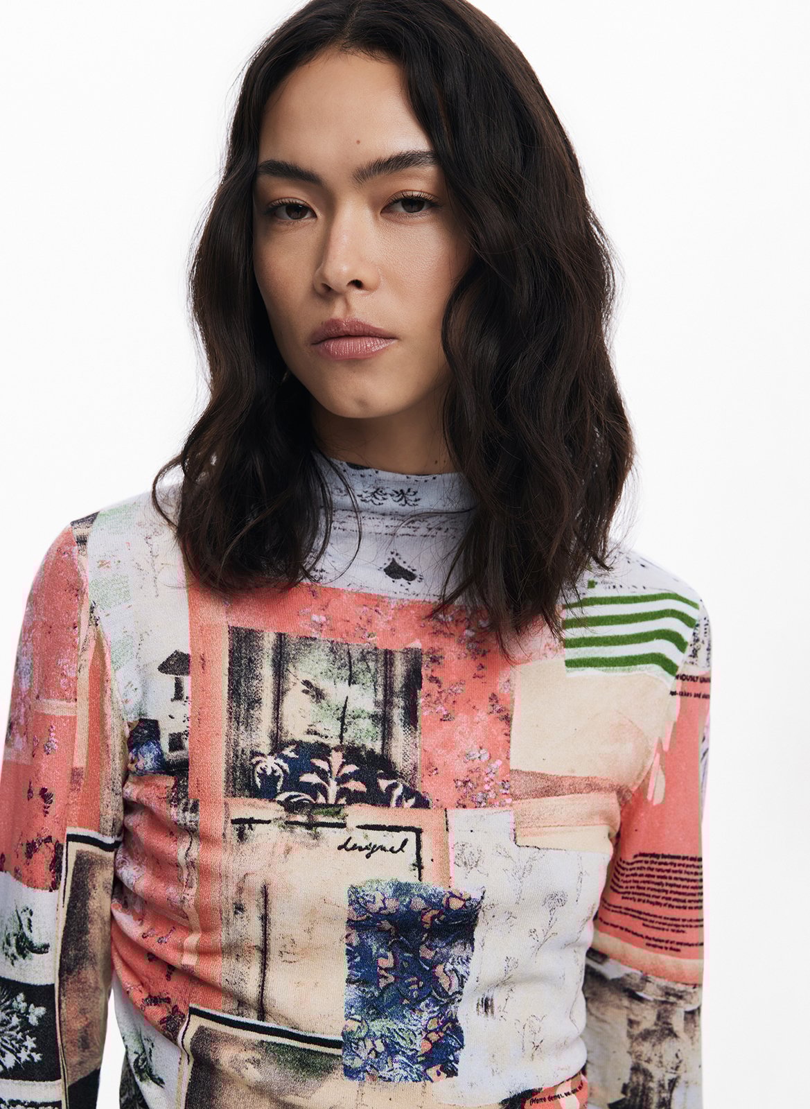 Top col rond imprimé DESIGUAL Multicolore