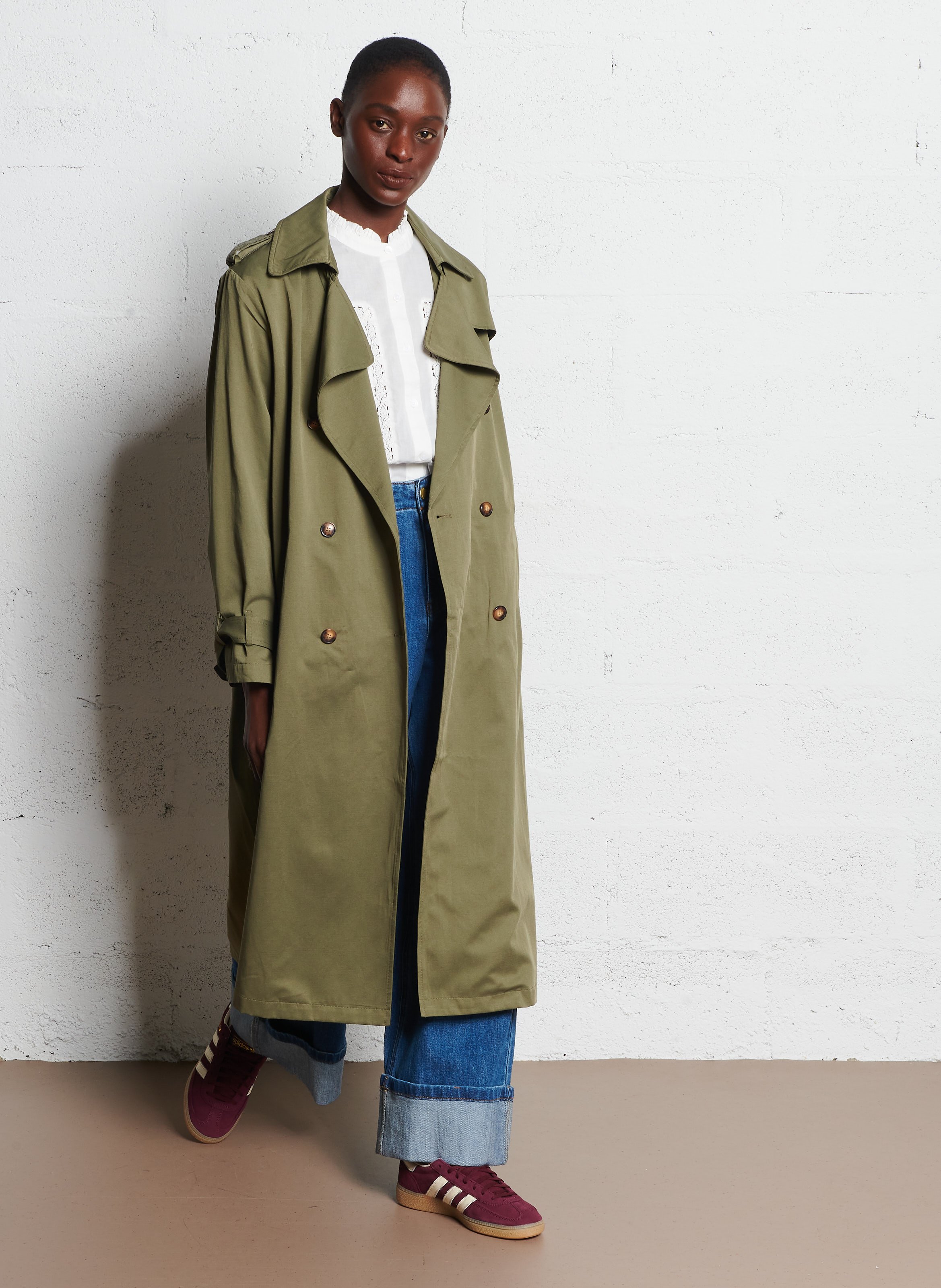 Trench col tailleur en coton mélangé LA PETITE ETOILE Kaki