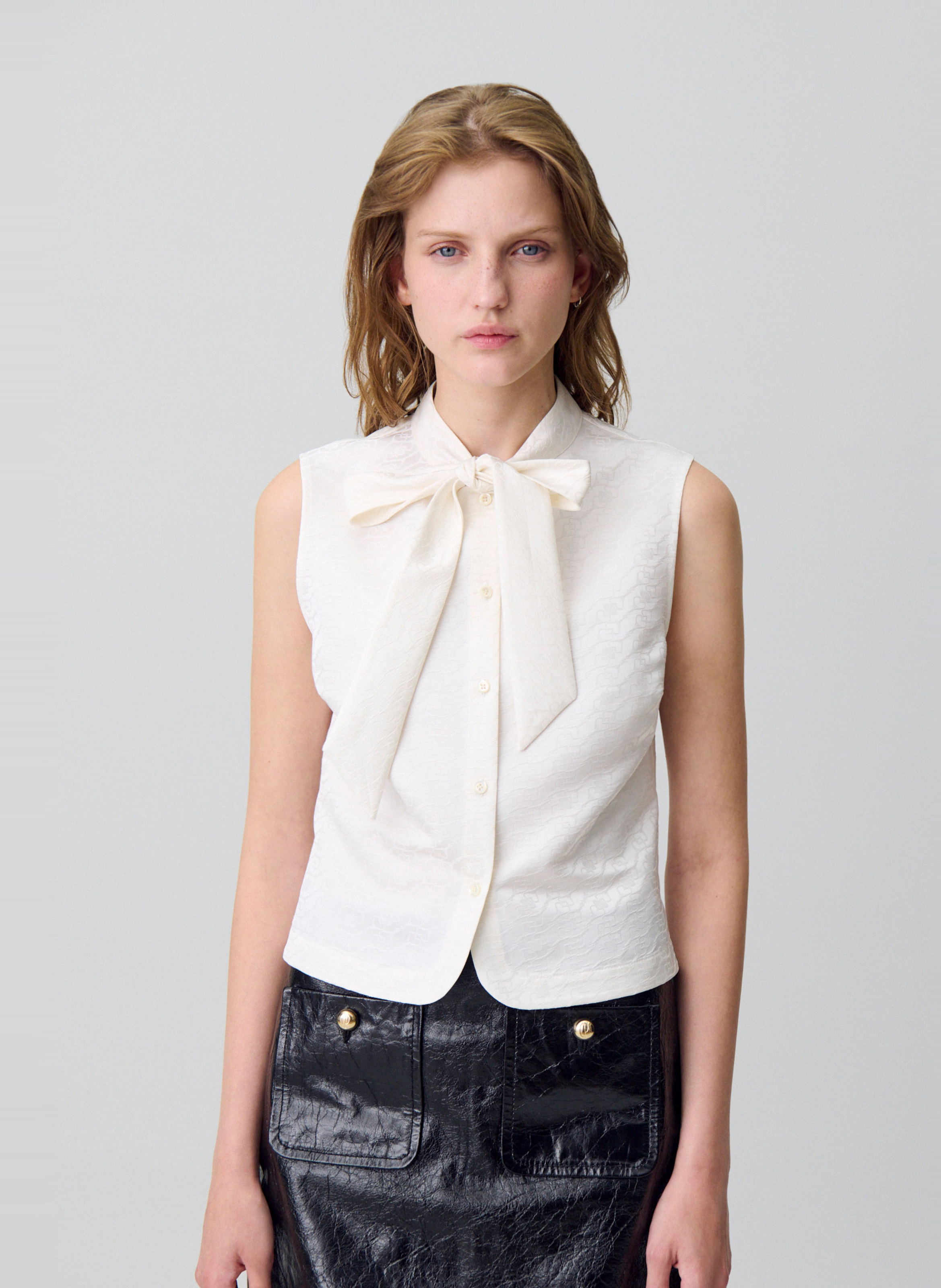 Fitted Lavallière Collar Shirt CLAUDIE PIERLOT Beige