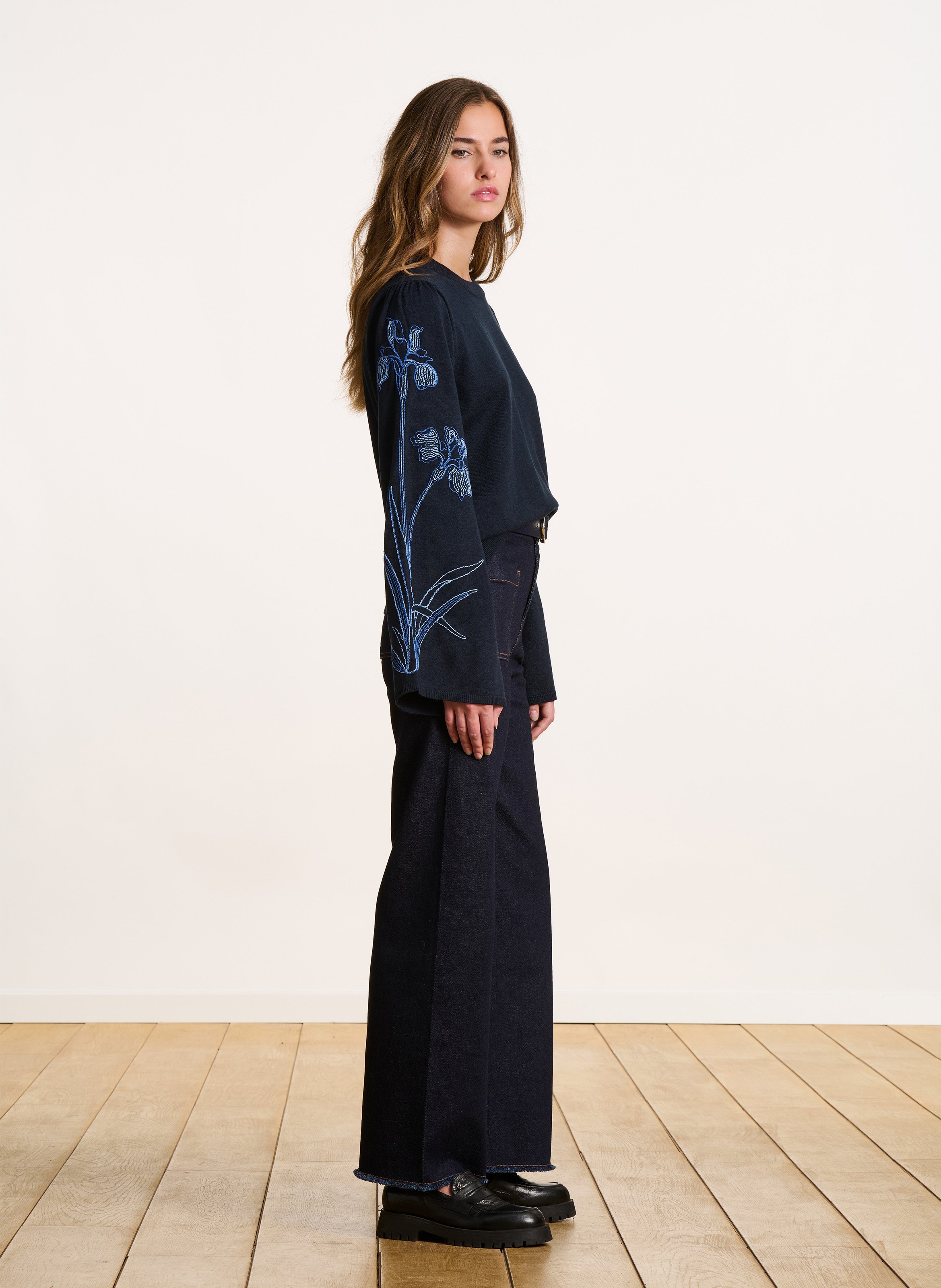 Gerade geschnittener Rundhalspullover LA FEE MARABOUTEE Blau