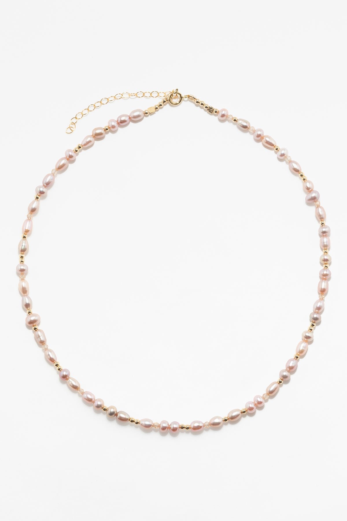 Rice grain necklace with pink pearl YAY Pink