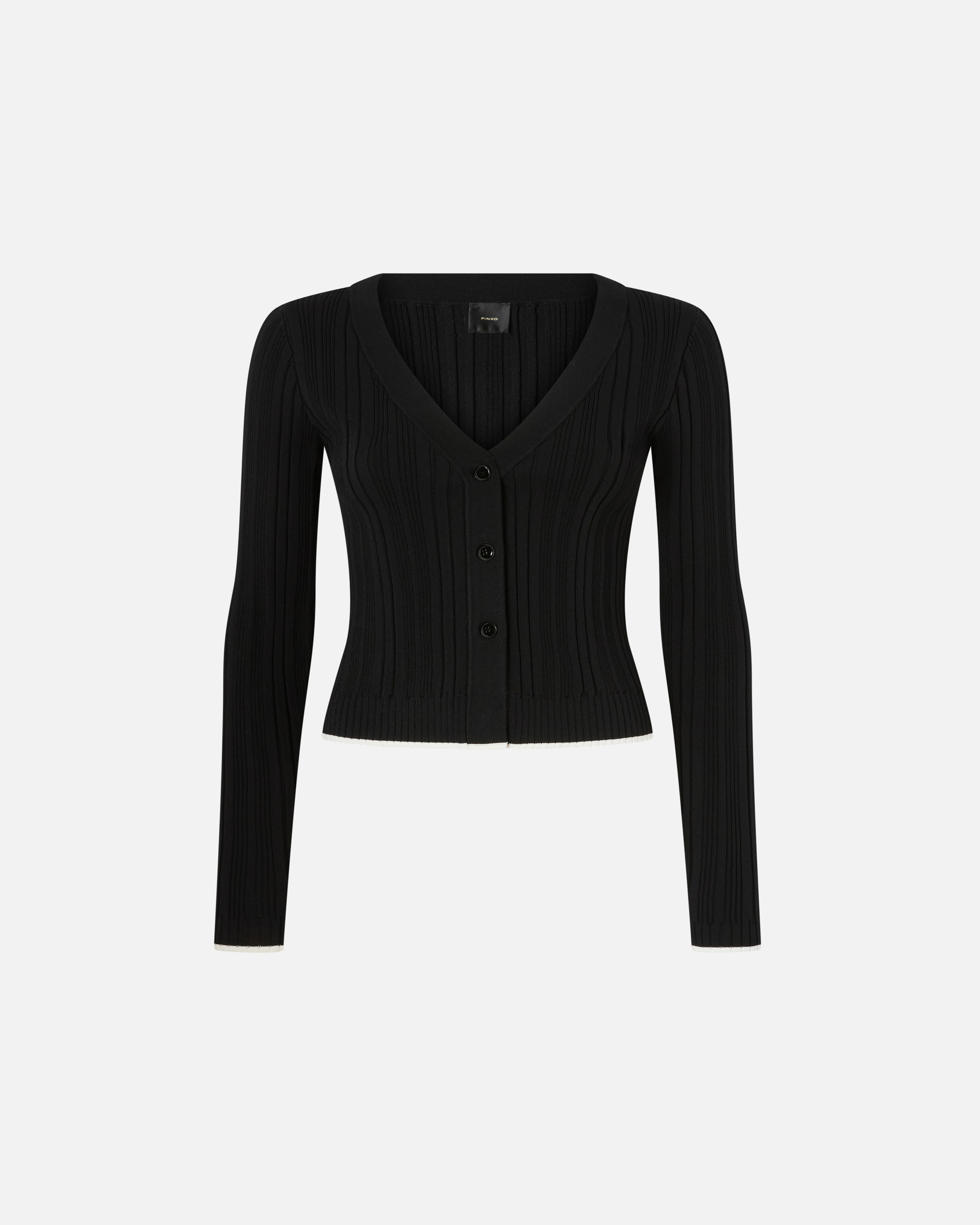 Ribbed knit V-neck cardigan PINKO Black