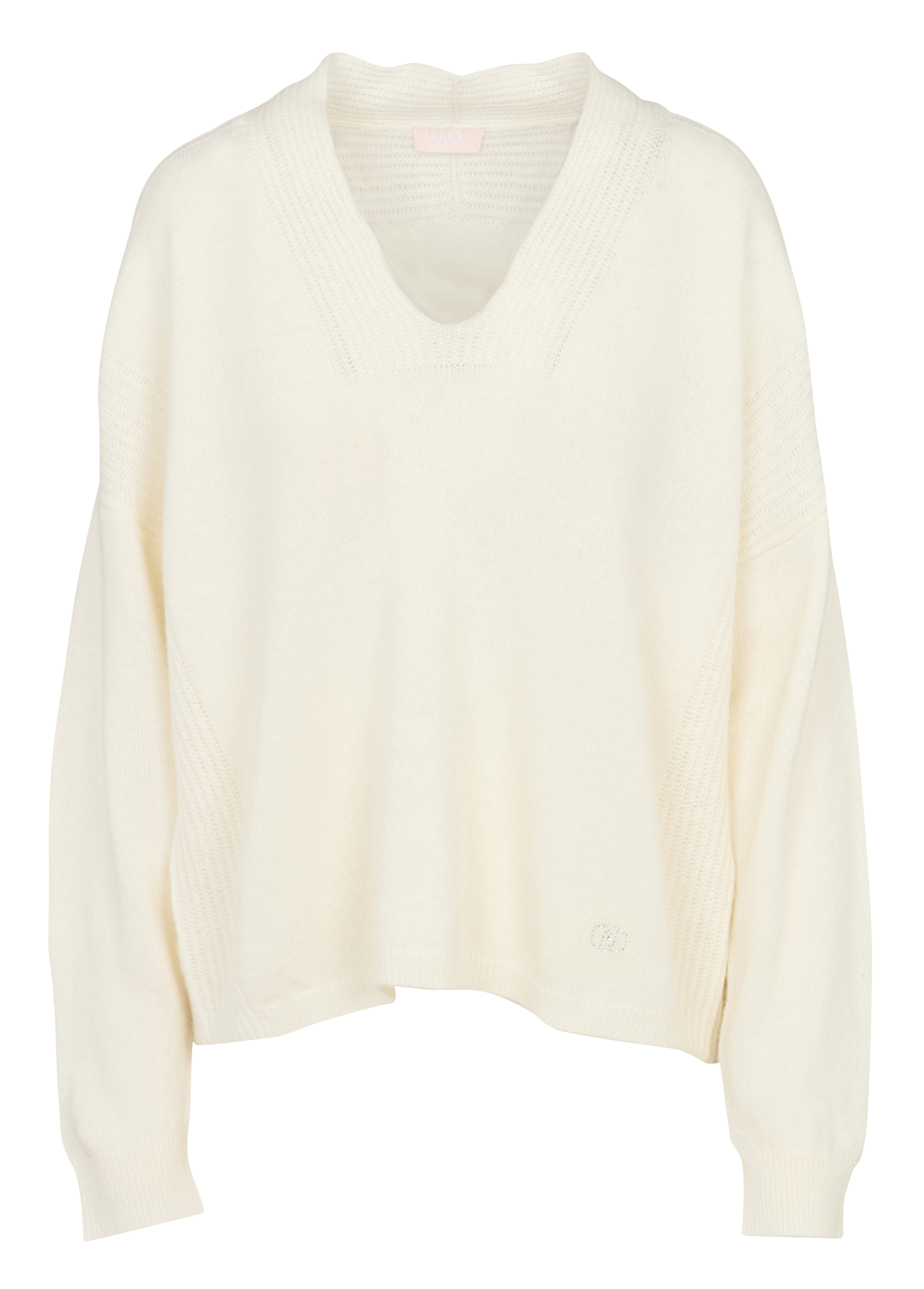 Pull oversize col rond en laine LIU JO Blanc