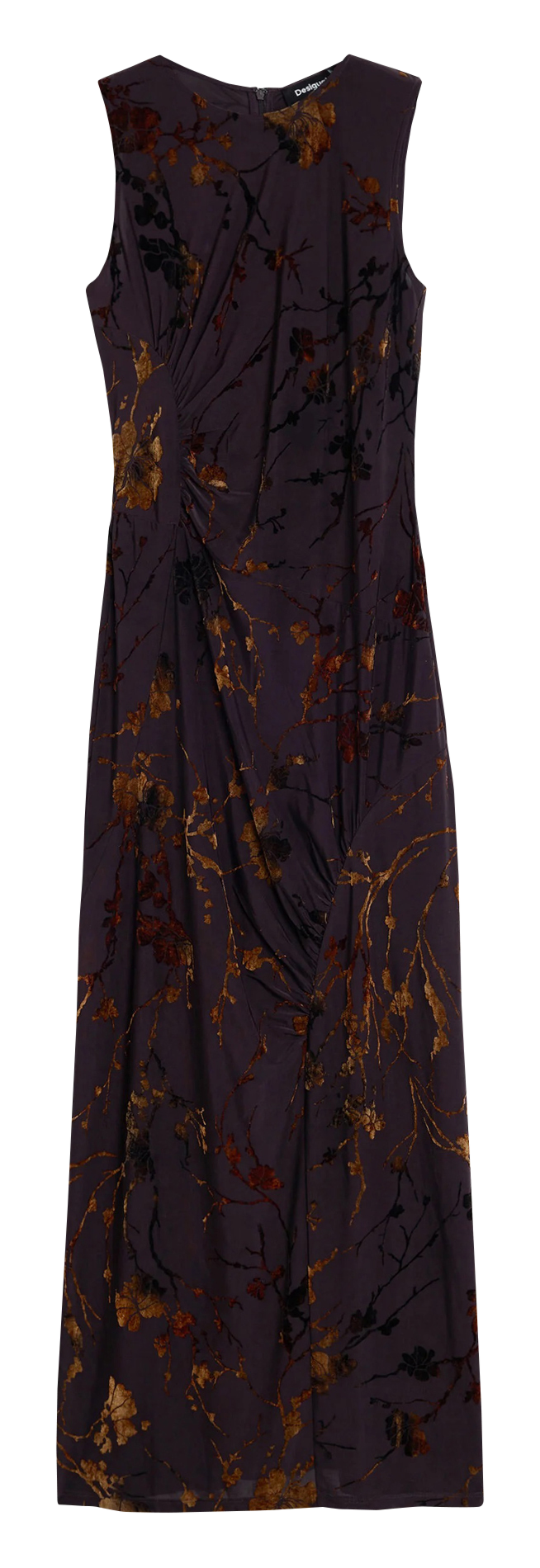 Langes Kleid mit Rundhalsausschnitt DESIGUAL Braun