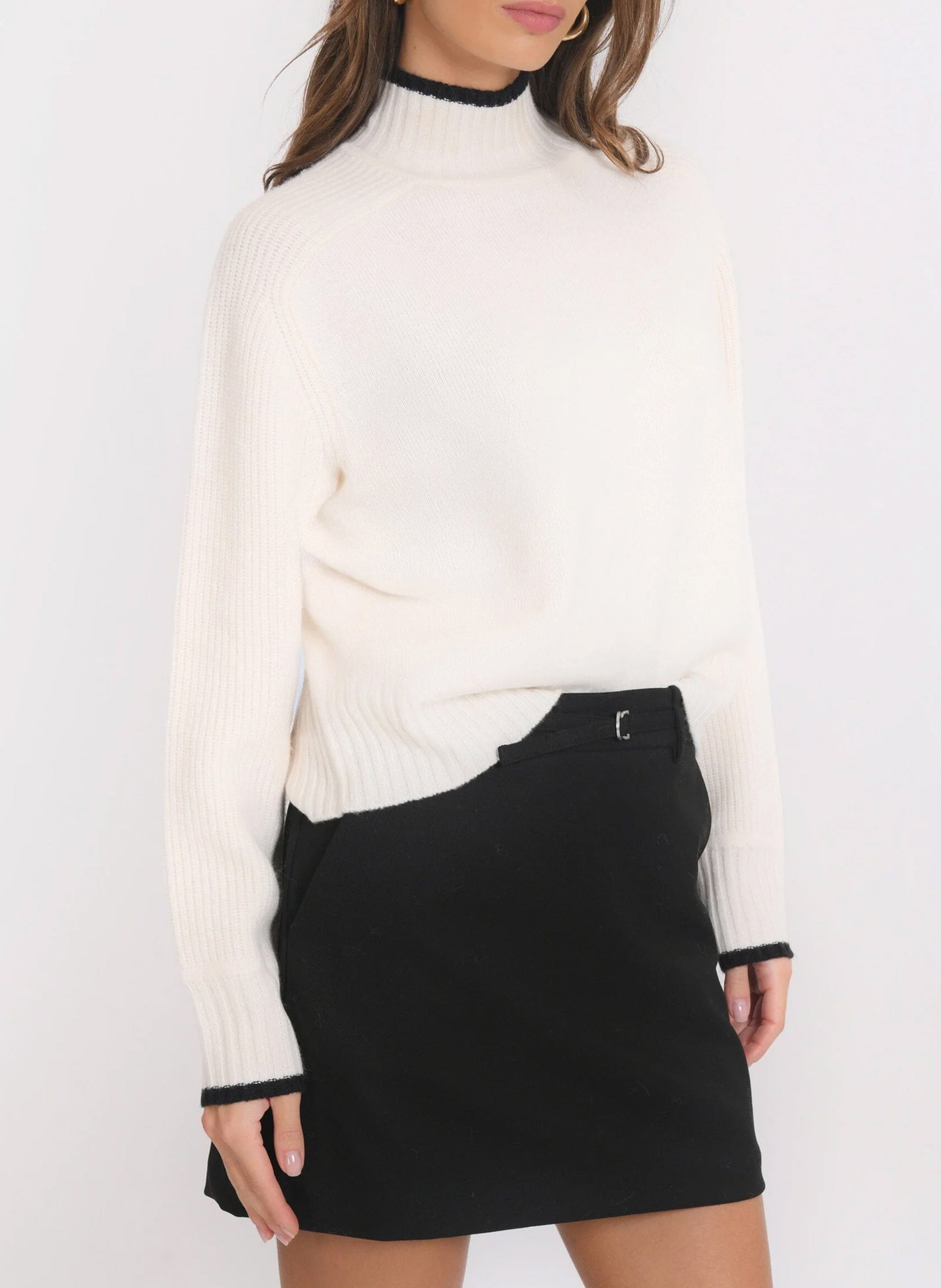 Pull oversize col V en laine et cachemire KOOKAI Noir