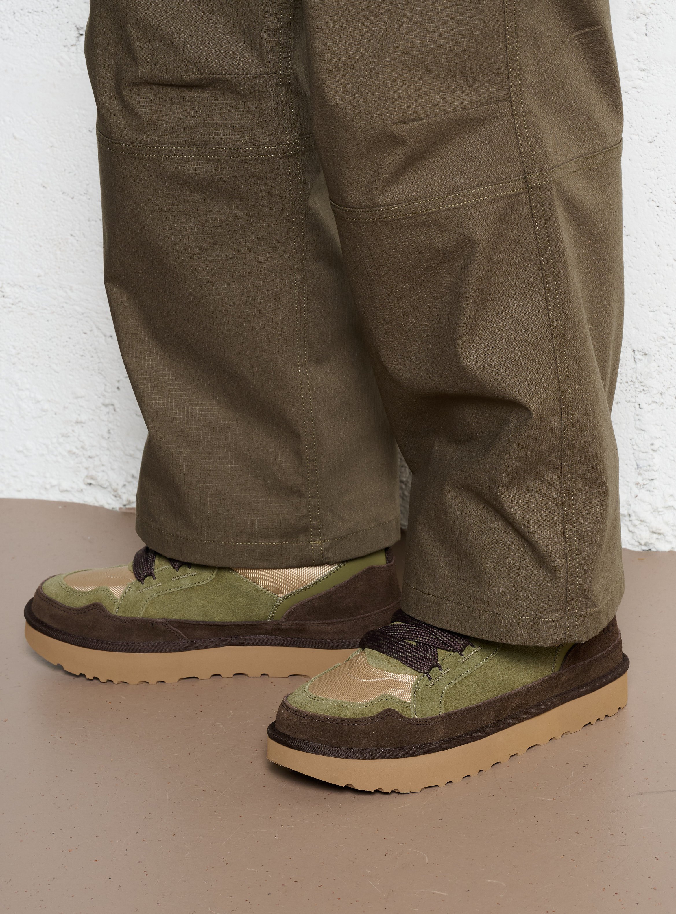 Low-top lace-up mixed leather sneakers UGG Brown