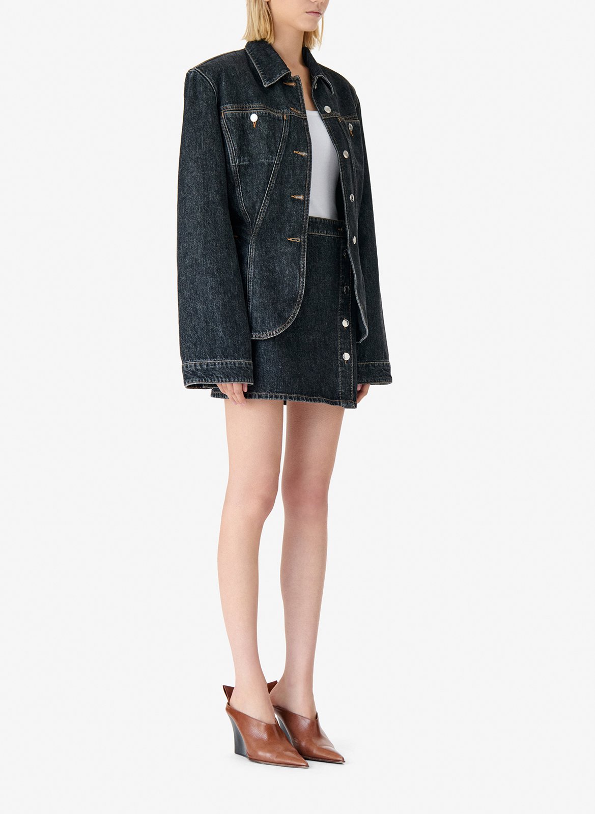 Jupe courte boutonnée en jean IRO Jean brut