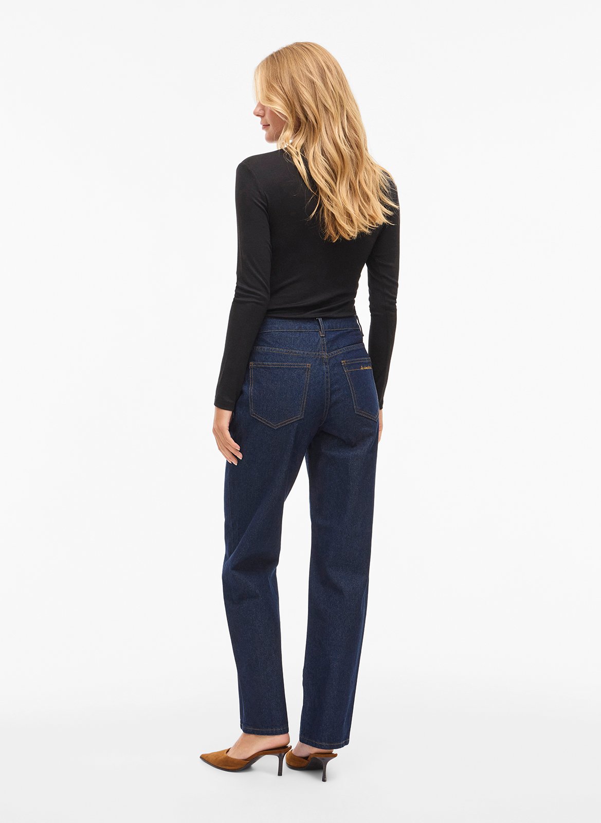 Cotton straight jeans VILA Blue