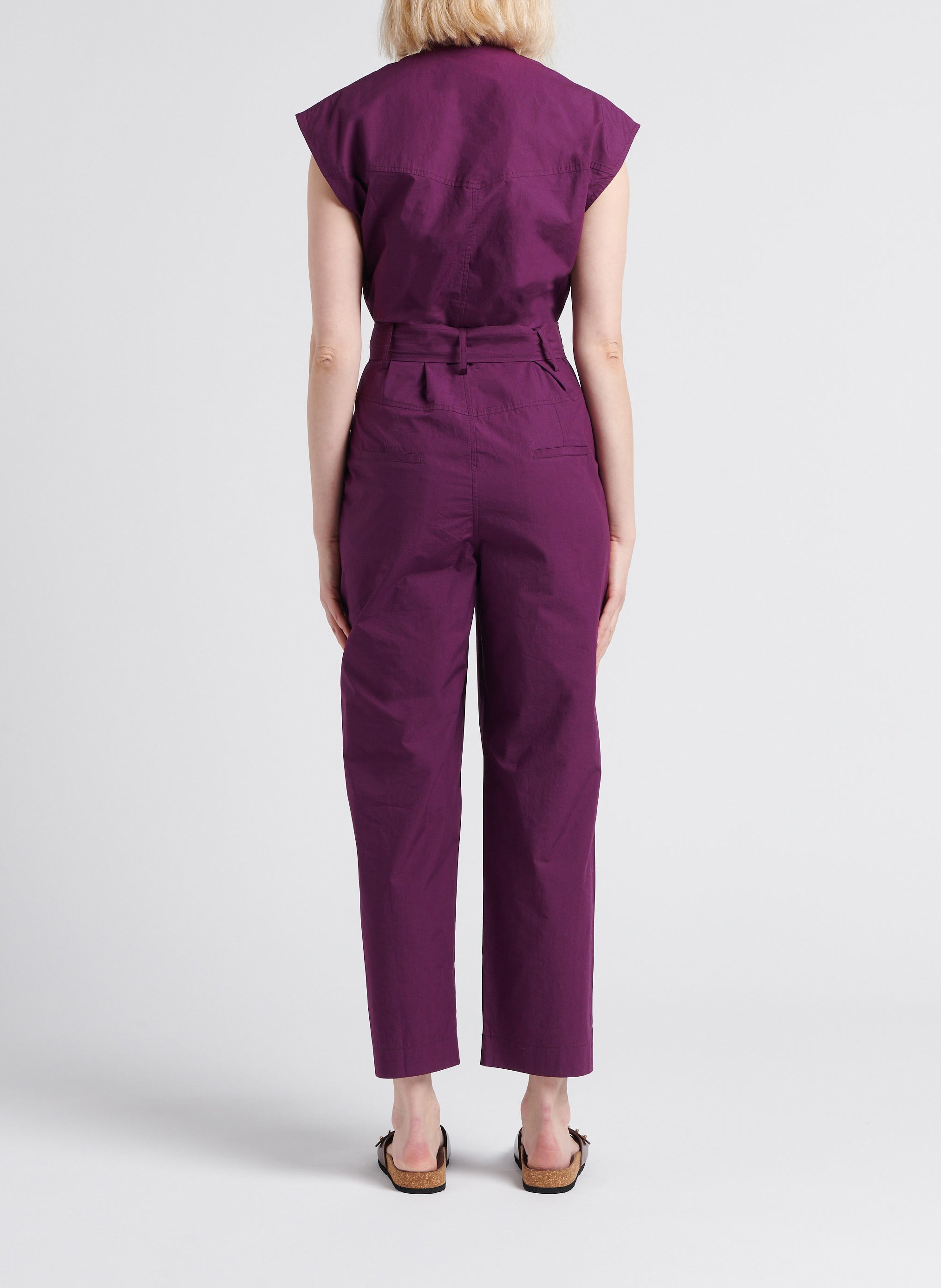 Katoenen jumpsuit met opstaande kraag BELLEPIECE Violet