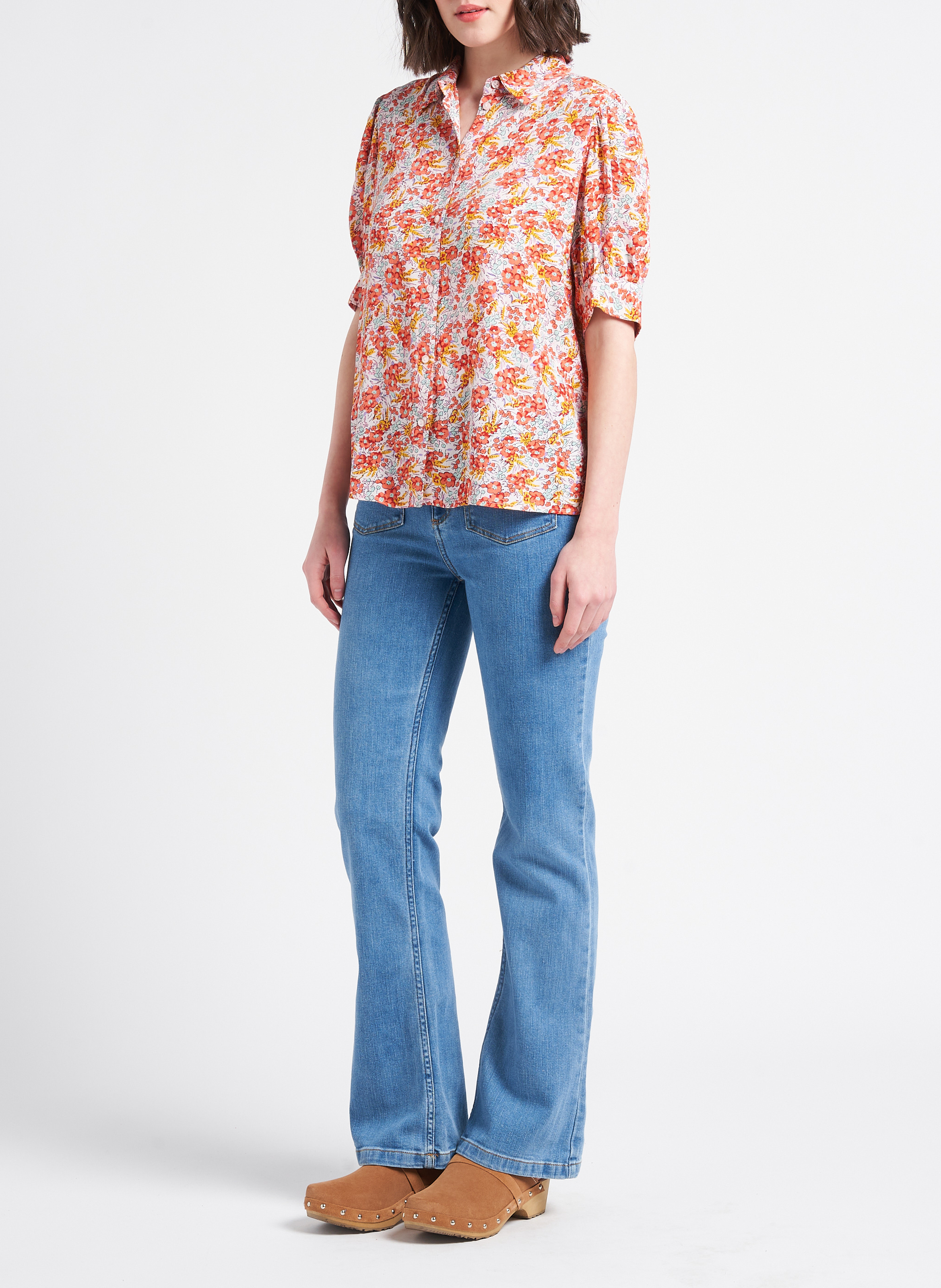 Blouse met klassieke kraag en bloemenprint PIECES Veelkleurig