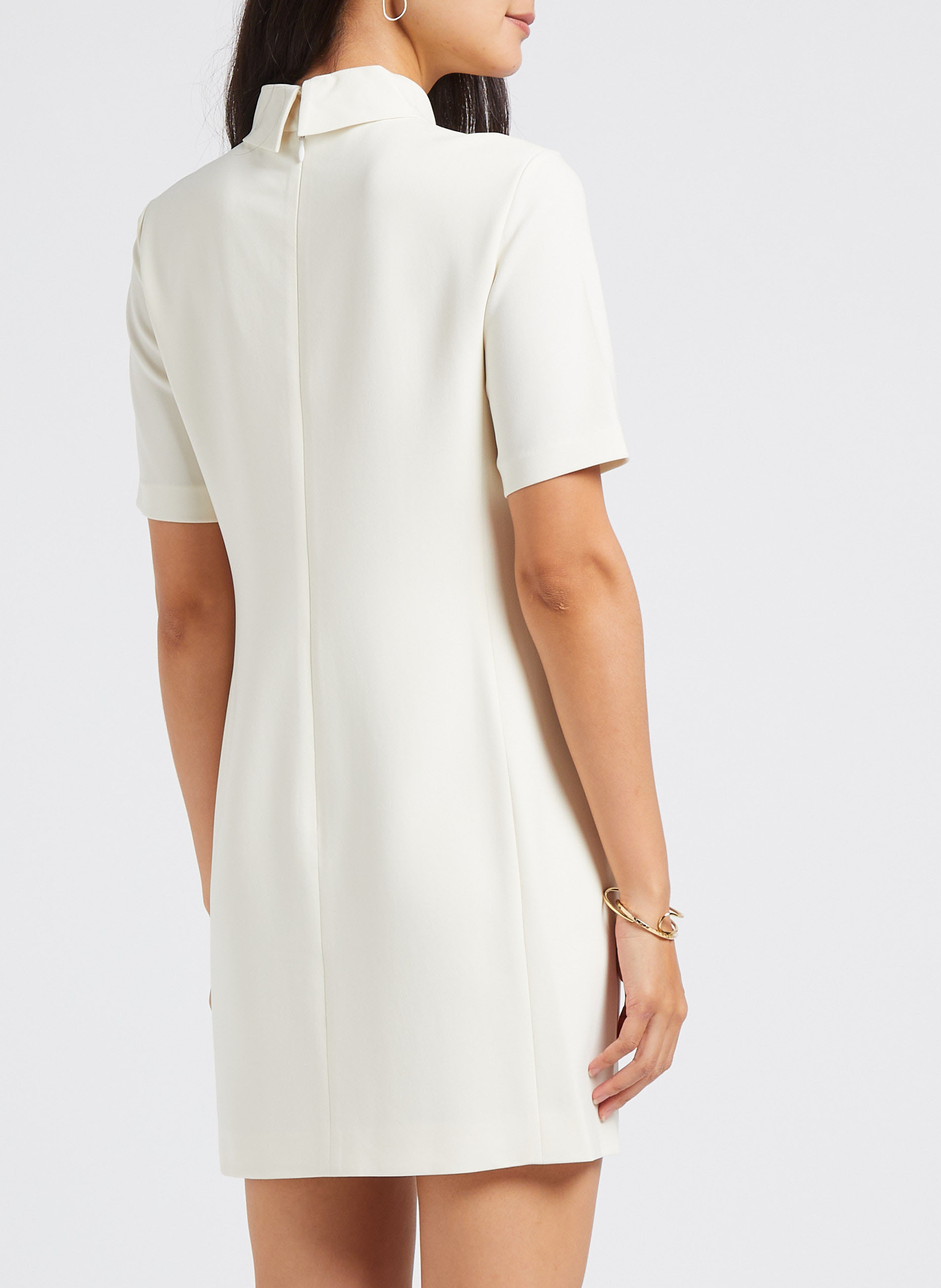 Short straight high-neck dress THEORY Beige