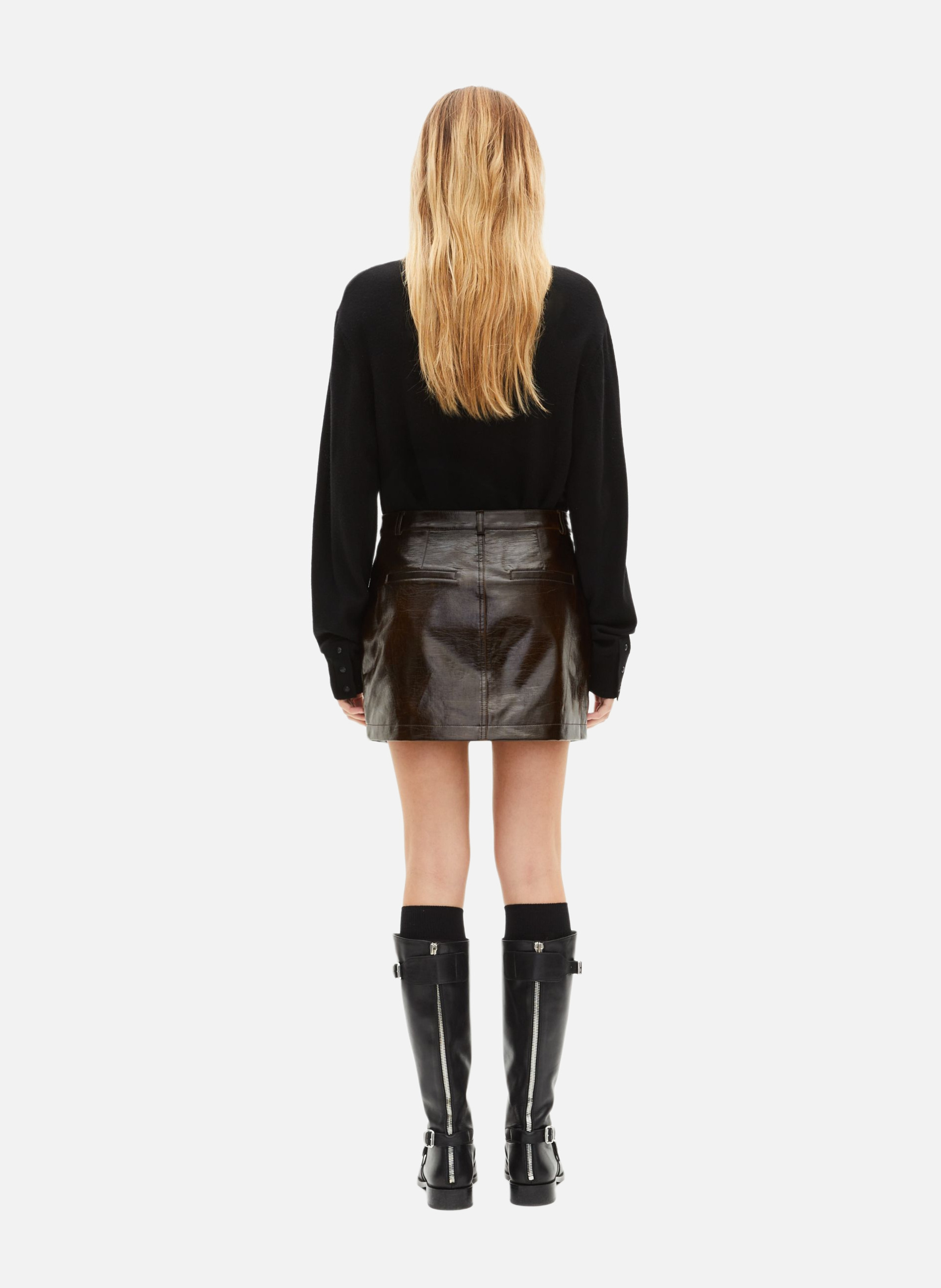 Short vinyl skirt THE KOOPLES Brown