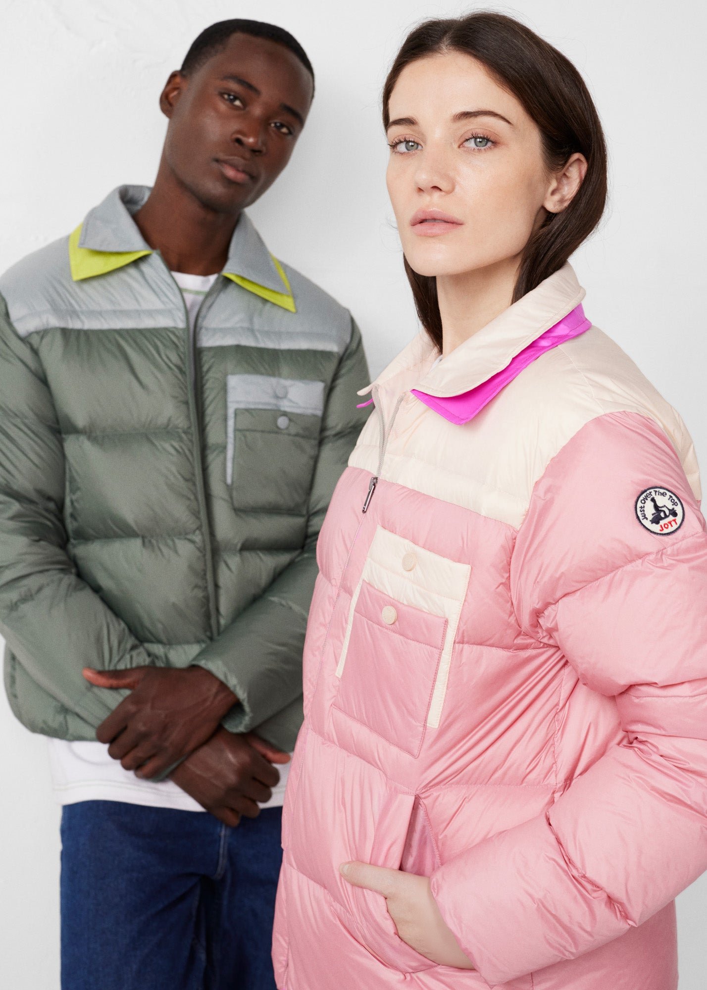 Two-tone unisex puffer jacket JOTT Green