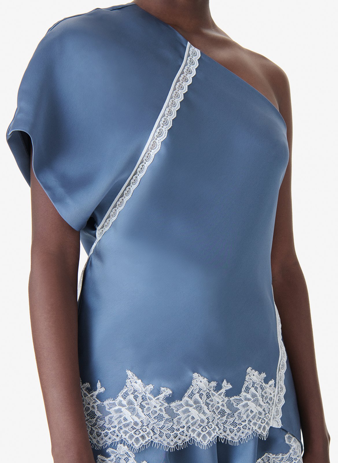 Top asymétrique en dentelle IRO Bleu