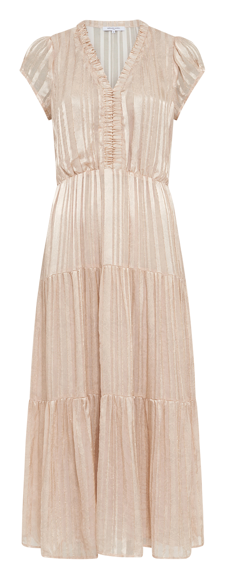 Long fitted V-neck dress GERARD DAREL Beige