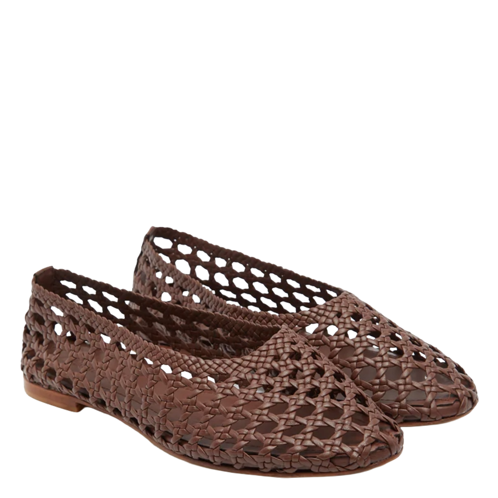 Ballerine en cuir tressé AUGUSTA Marron