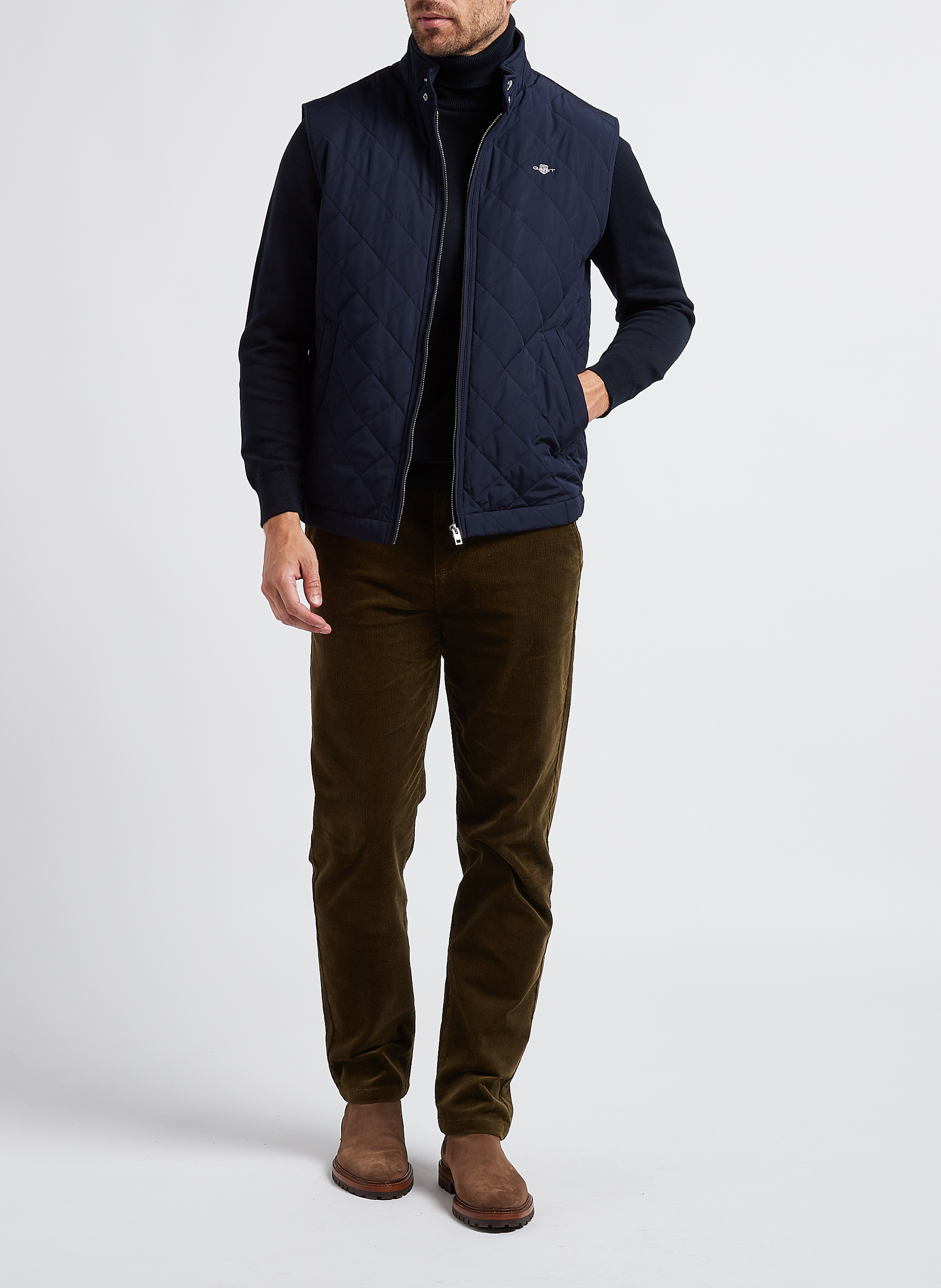 Gerade gesteppte Jacke mit Stehkragen GANT Blau