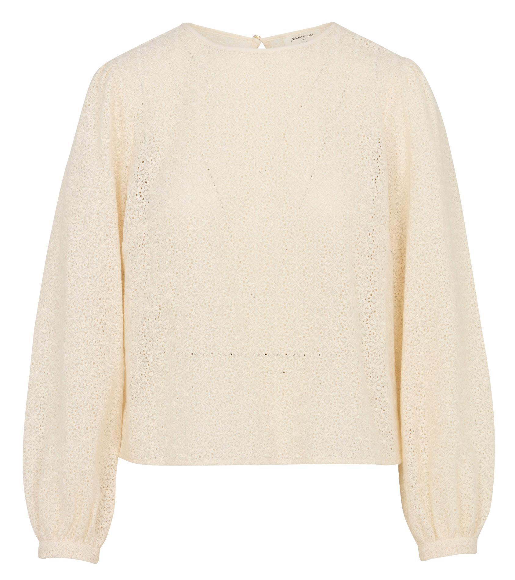 Top rechte Ärmel lang bestickt MAISON 123 Beige