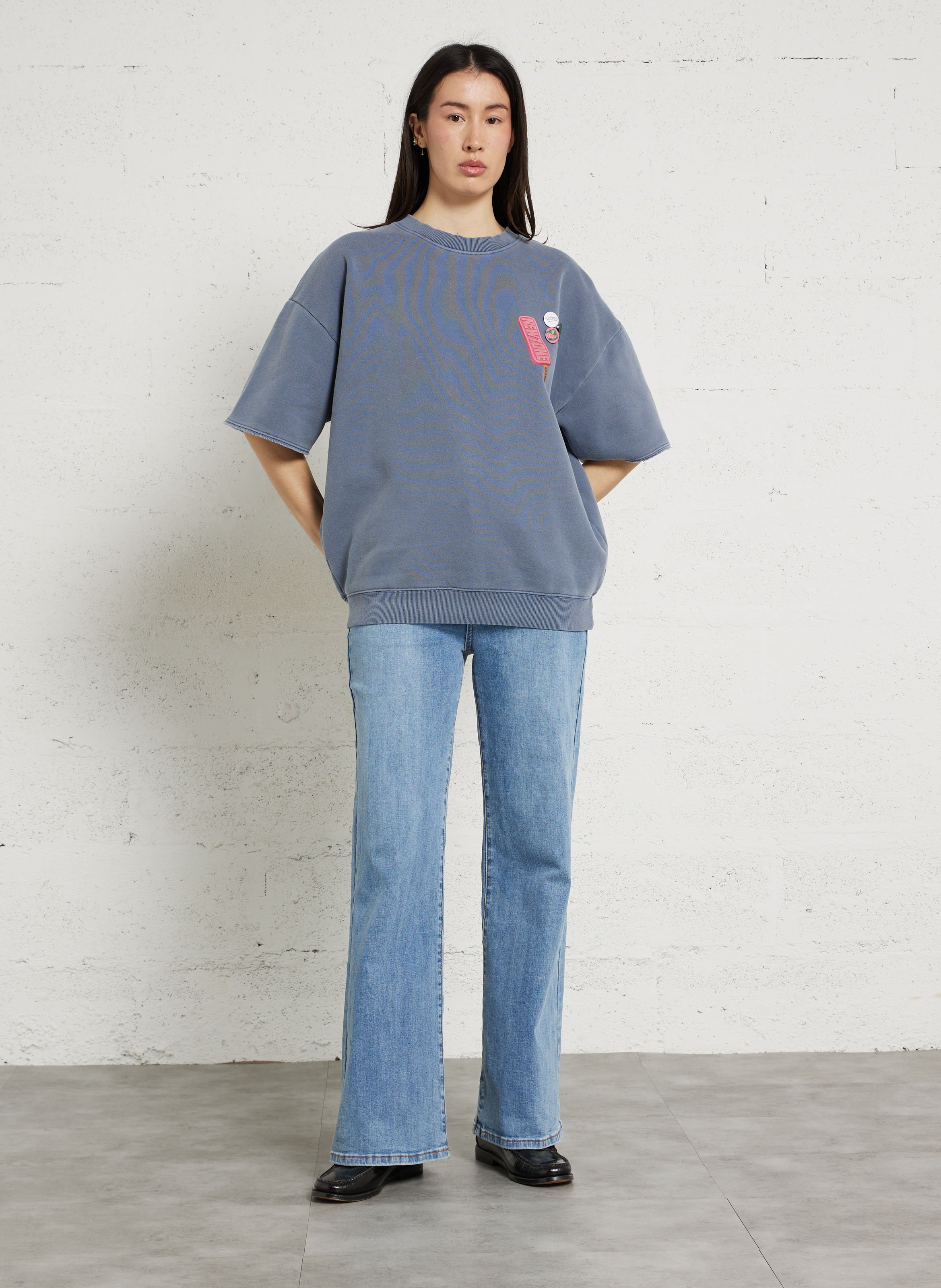 Oversize-Sweatshirt mit kurzen Ärmeln NEWTONE Blau