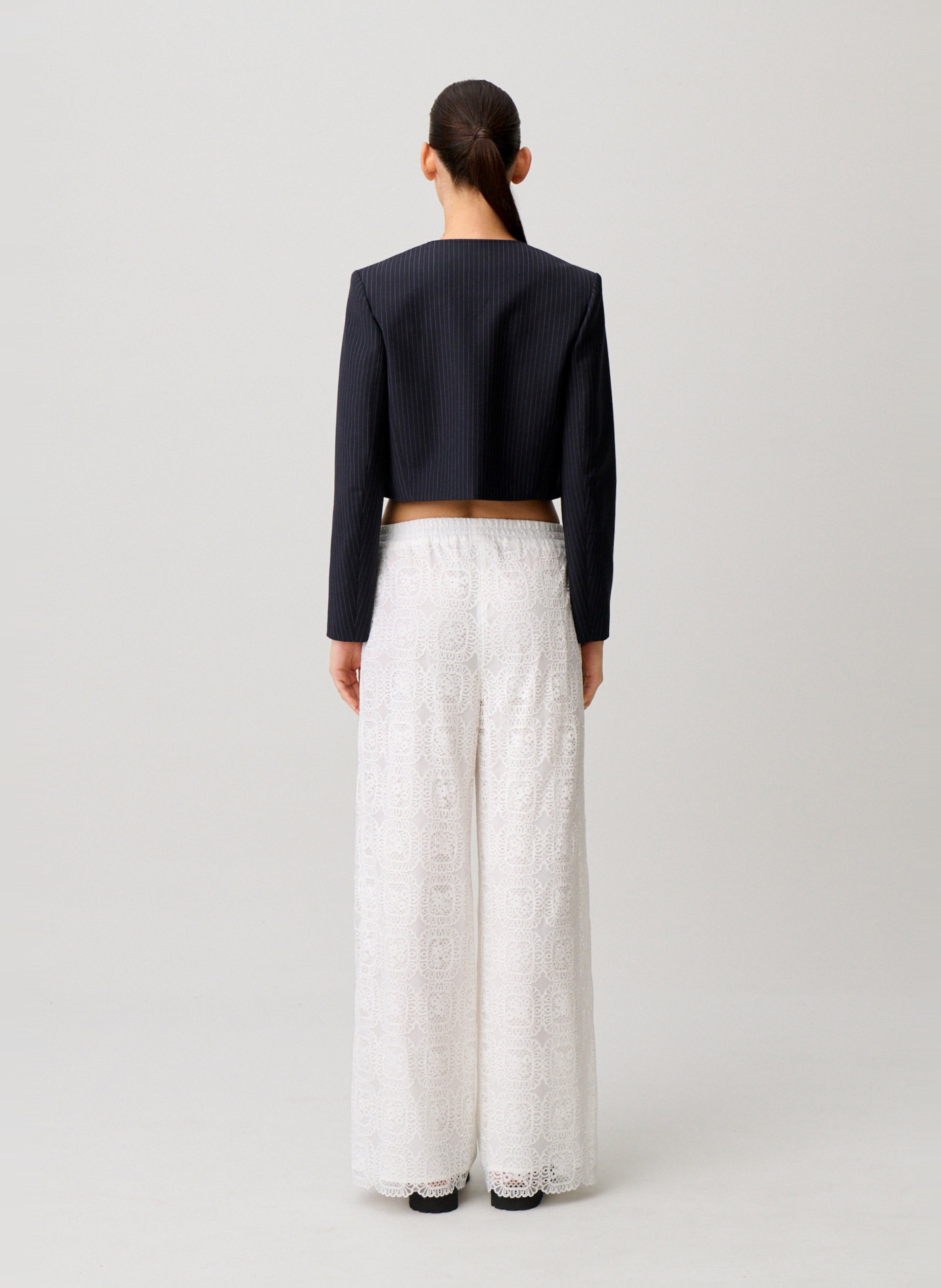 Pantalon large en dentelle CLAUDIE PIERLOT Blanc