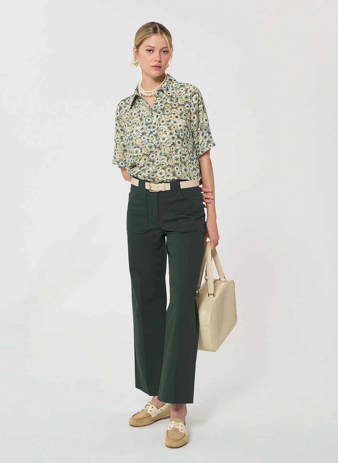 Top fluide manches courtes imprimé TARA JARMON Vert