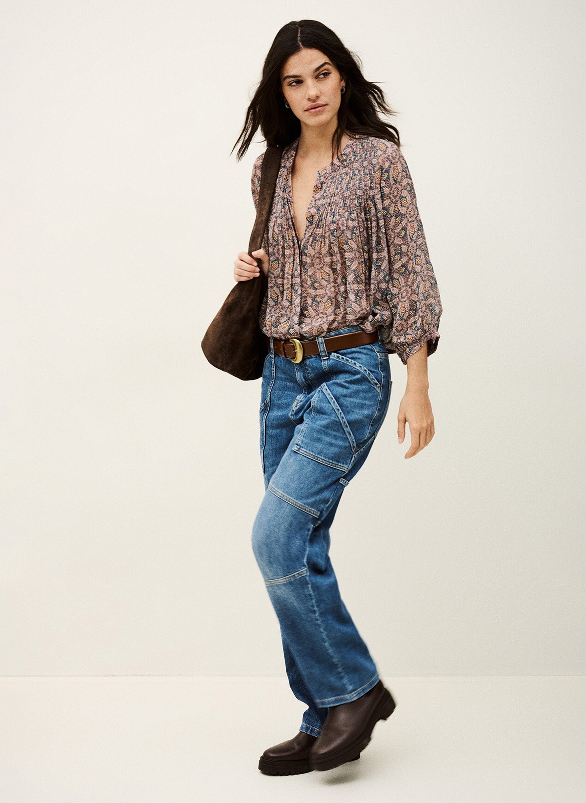 Blouse met tuniekhals en print BA&SH Blauw