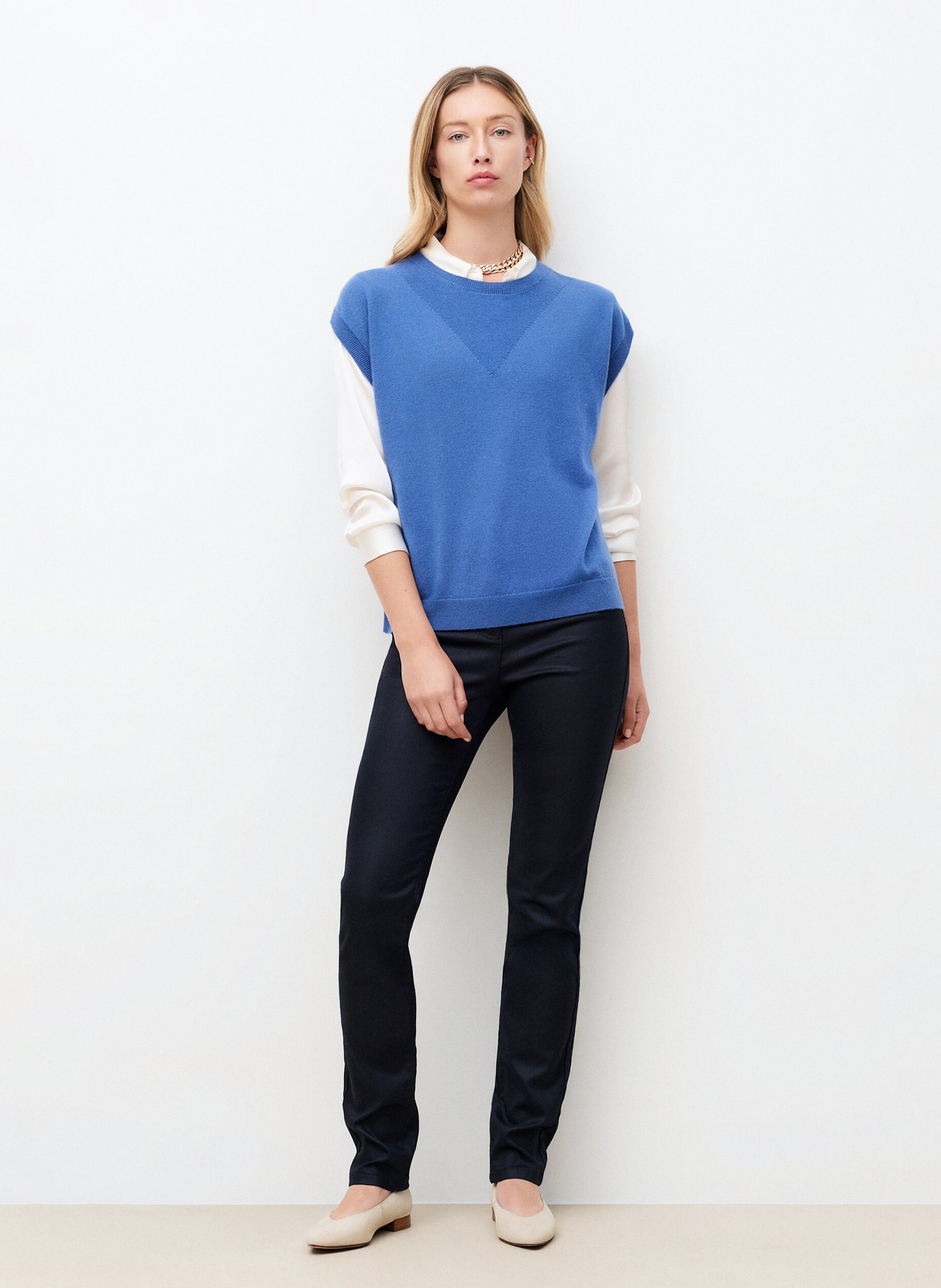 Pull col rond en laine | Bleu CAROLL Femme