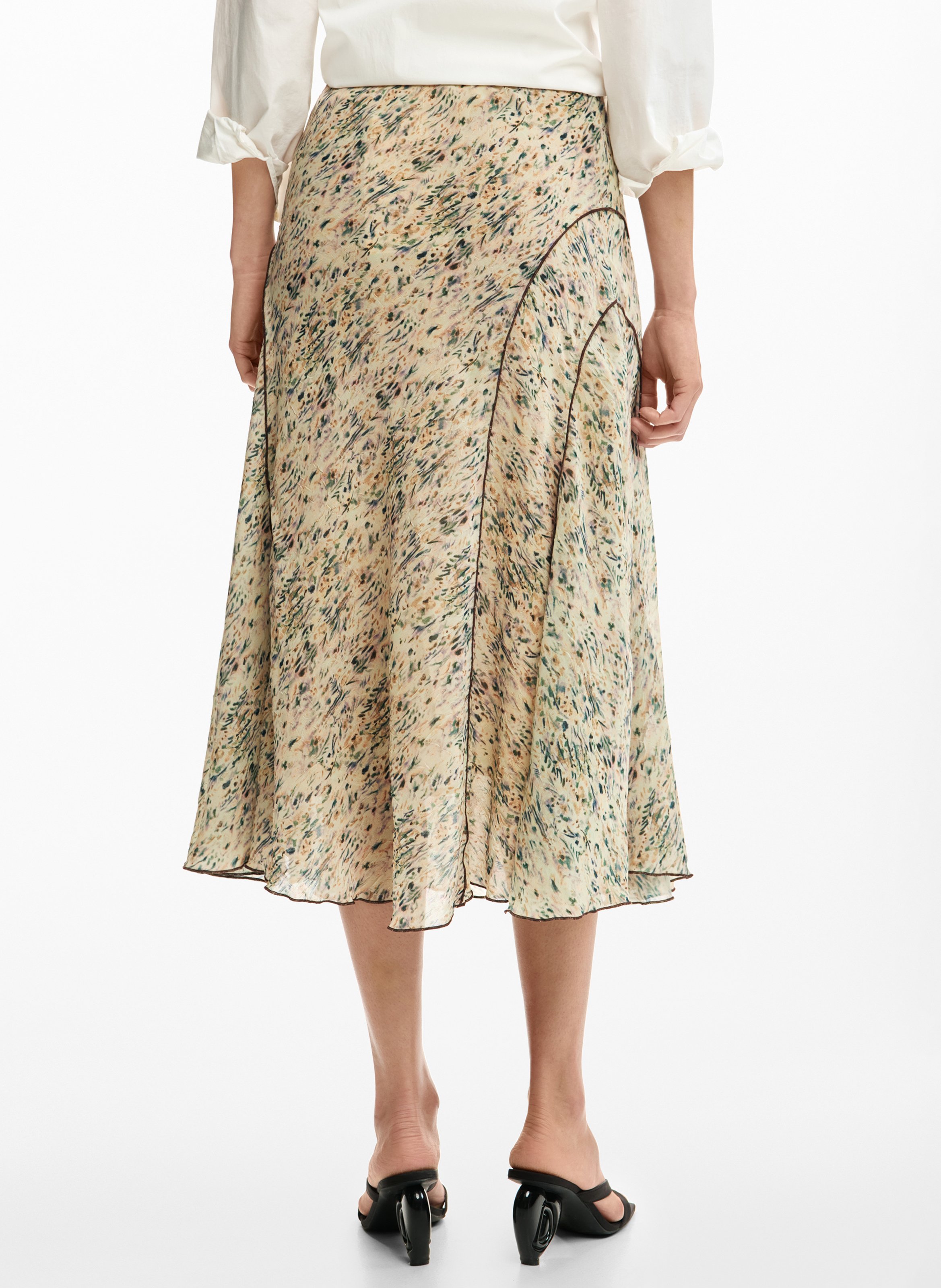Flowing printed midi skirt DESIGUAL White