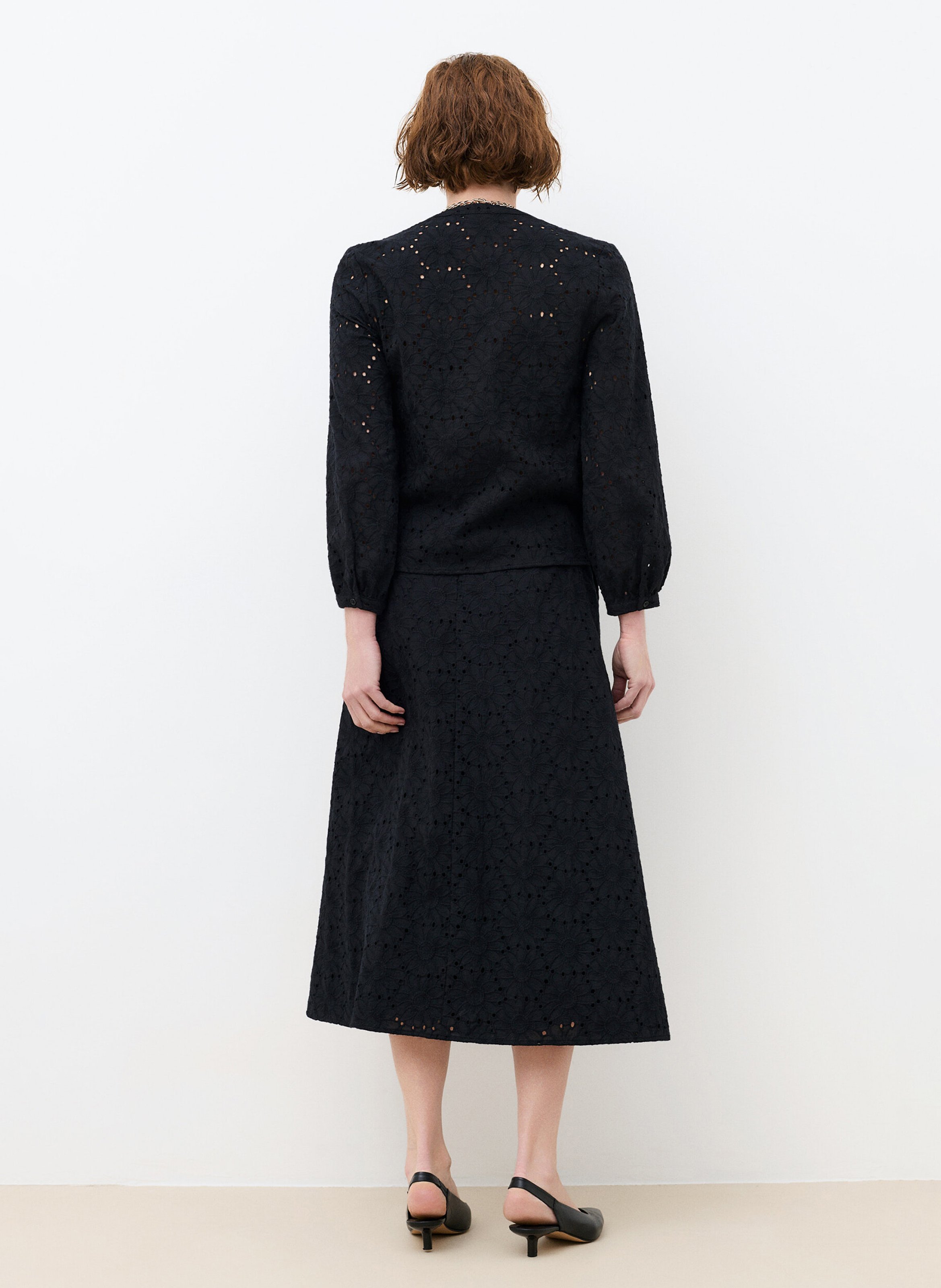 Blouse col V en coton CAROLL Noir