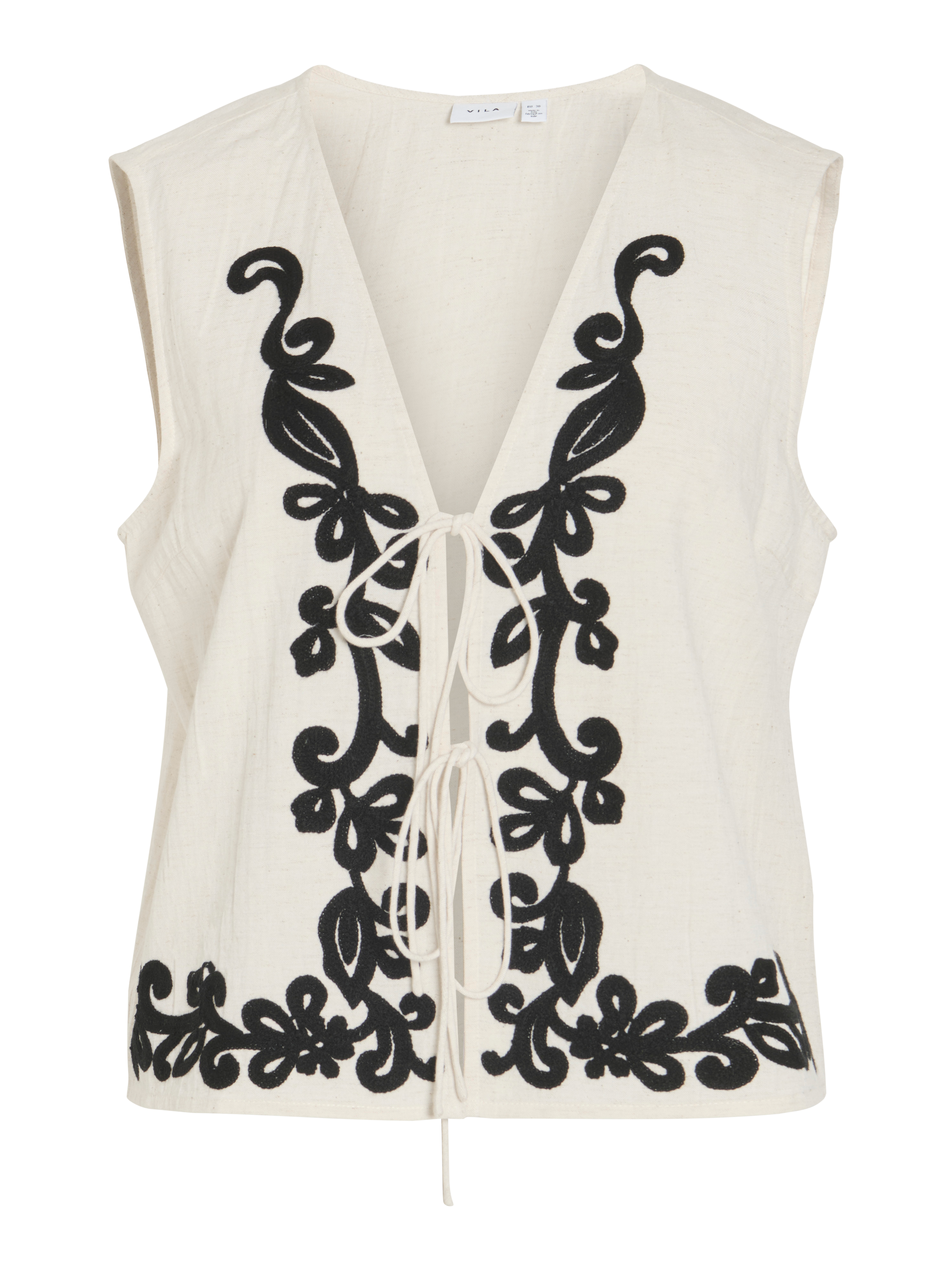 Top encolure V brodé VILA Beige