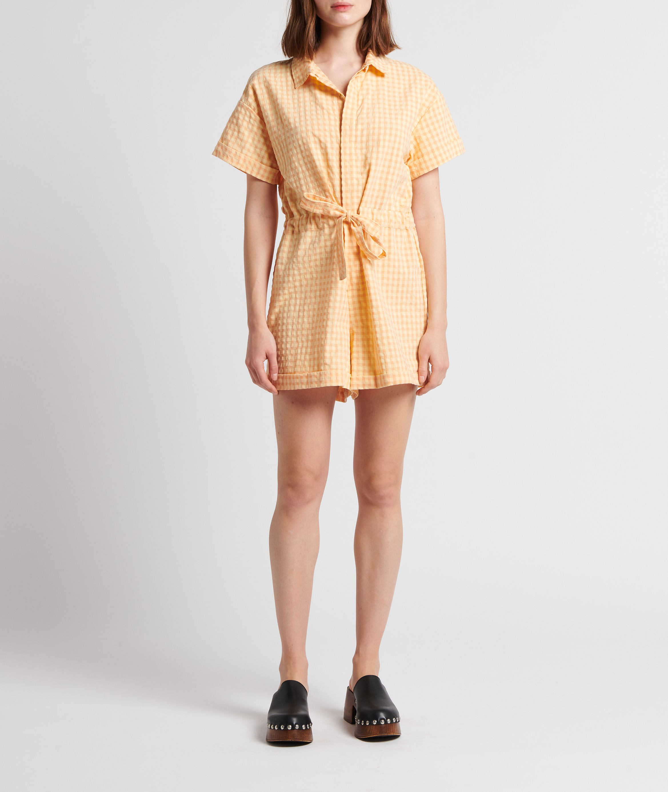 Short printed jumpsuit in blended organic cotton RITA ROW Orange