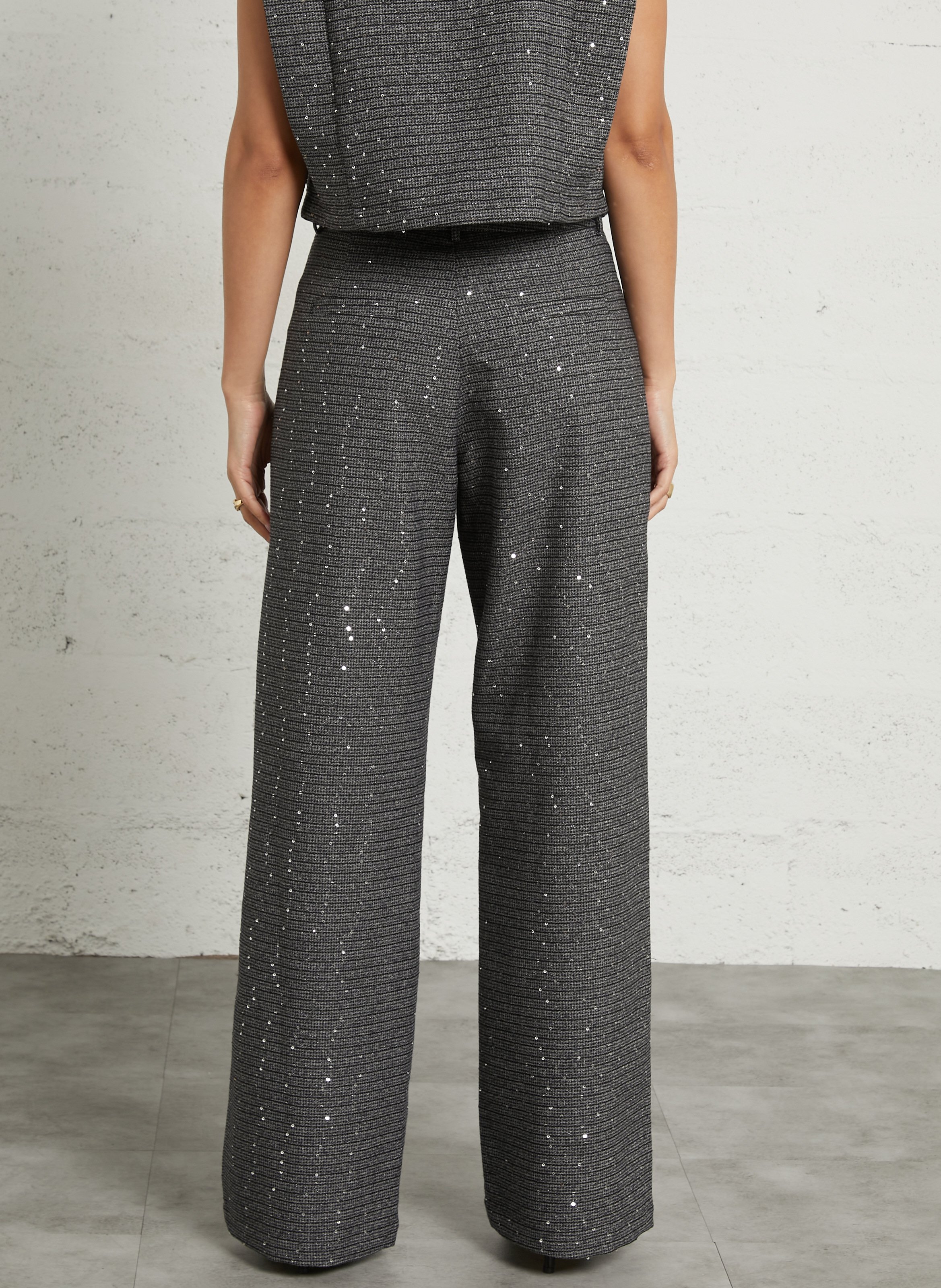 Flared sequin pants. | Blue SUNCOO Women