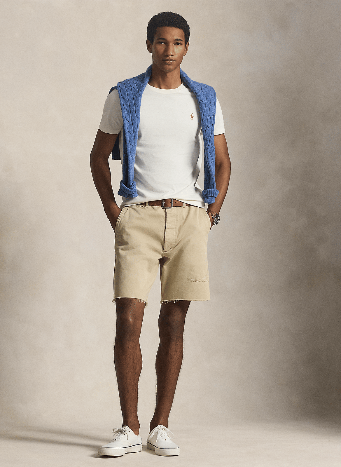 Rundhals-T-Shirt aus Baumwolle, Slim Fit POLO RALPH LAUREN Beige