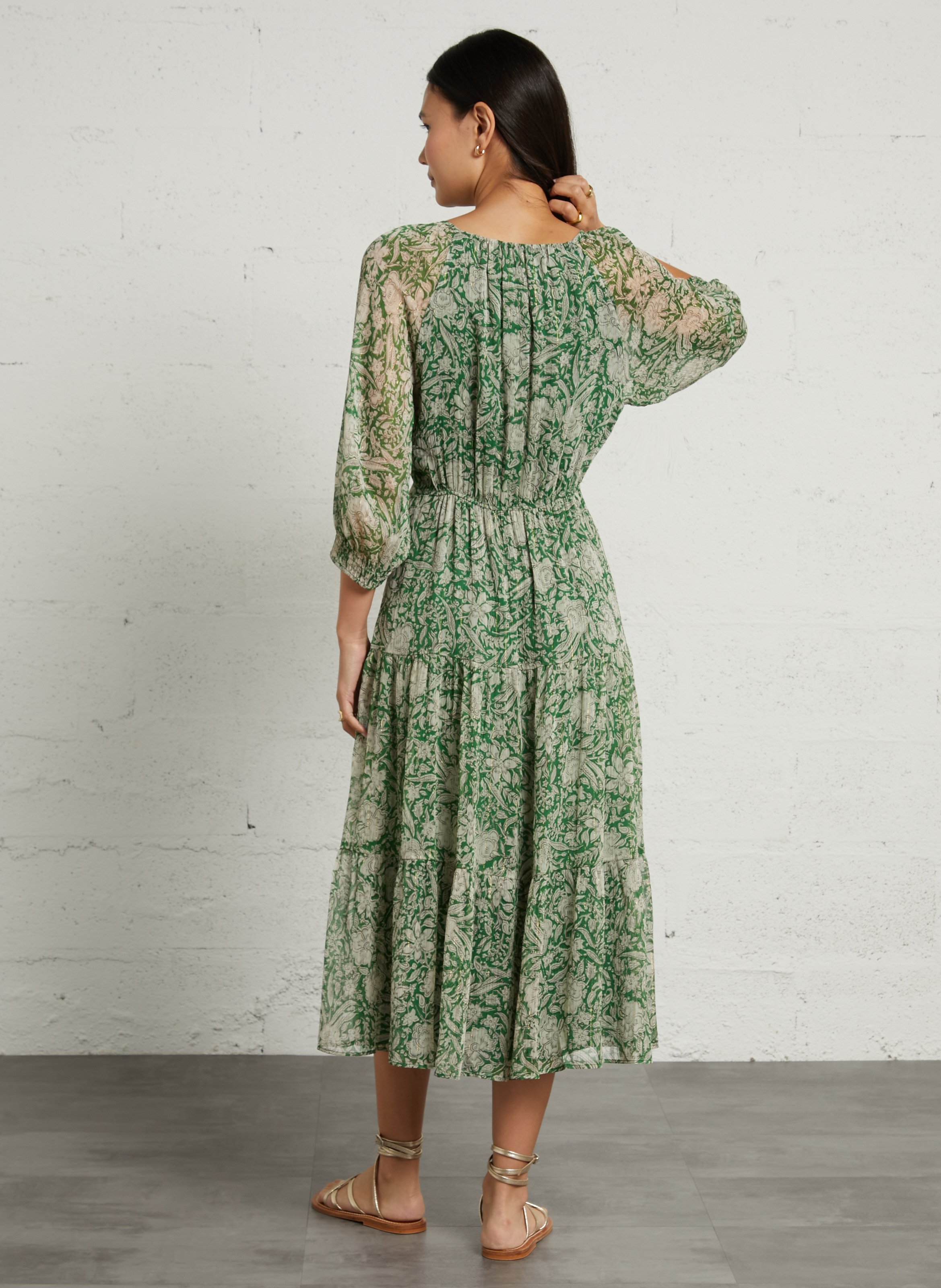 Robe longue col V  SUD EXPRESS Vert