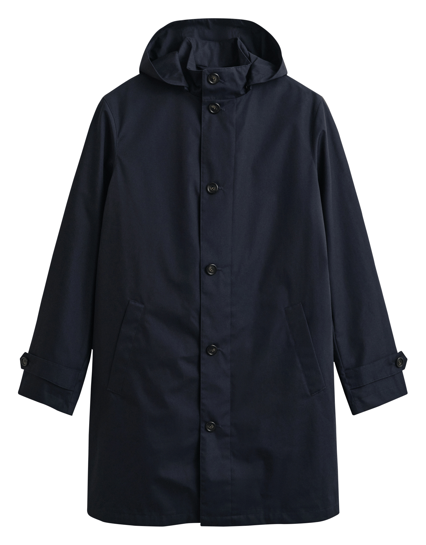 Manteau droit col montant à capuche GANT Bleu