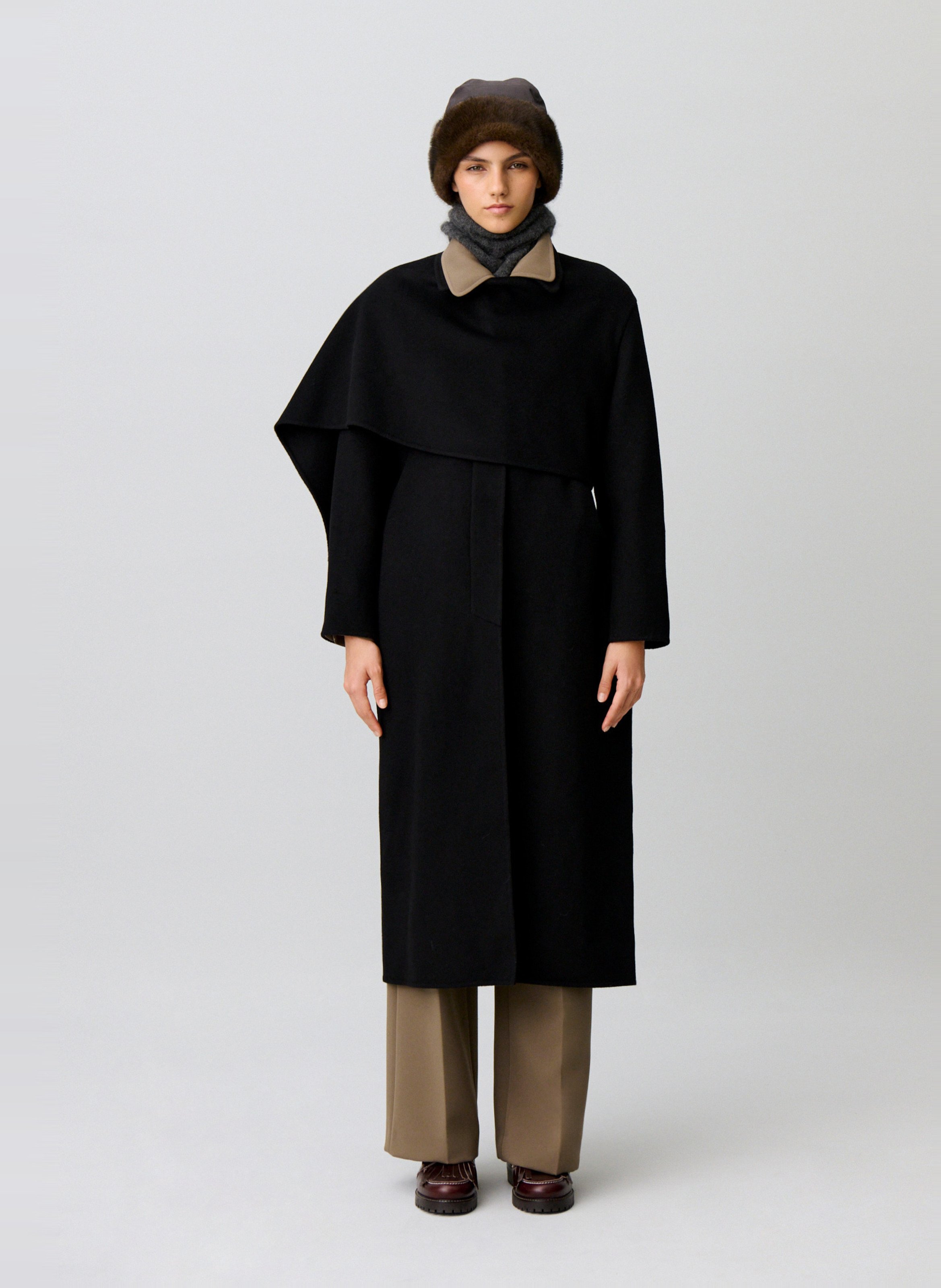 Manteau col classique en laine mélangée CLAUDIE PIERLOT Noir